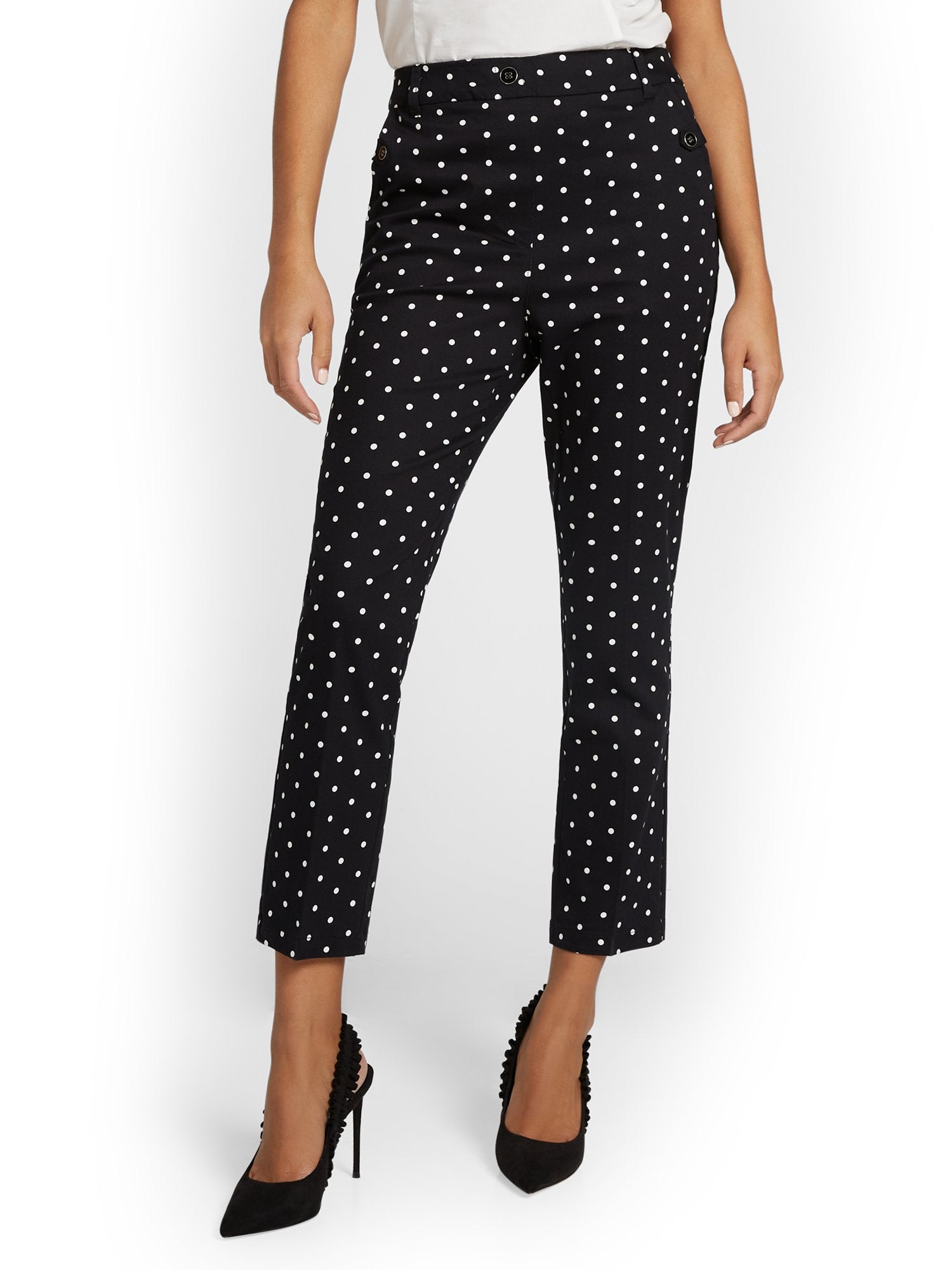 polka dot cigarette trousers Tall Straight-Leg High-Waisted Polka-Dot Ankle Pant