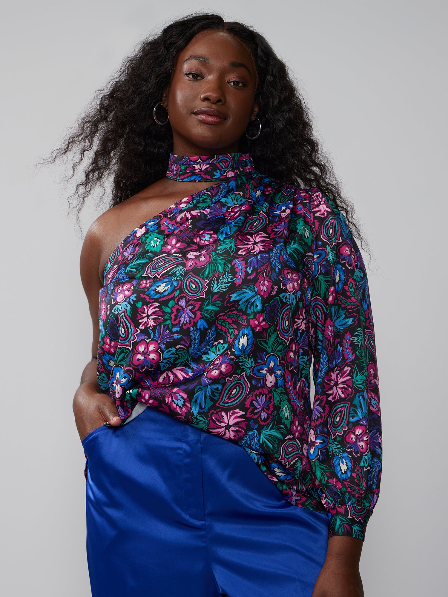 Plus High Neck Floral Print Top – New York & Company