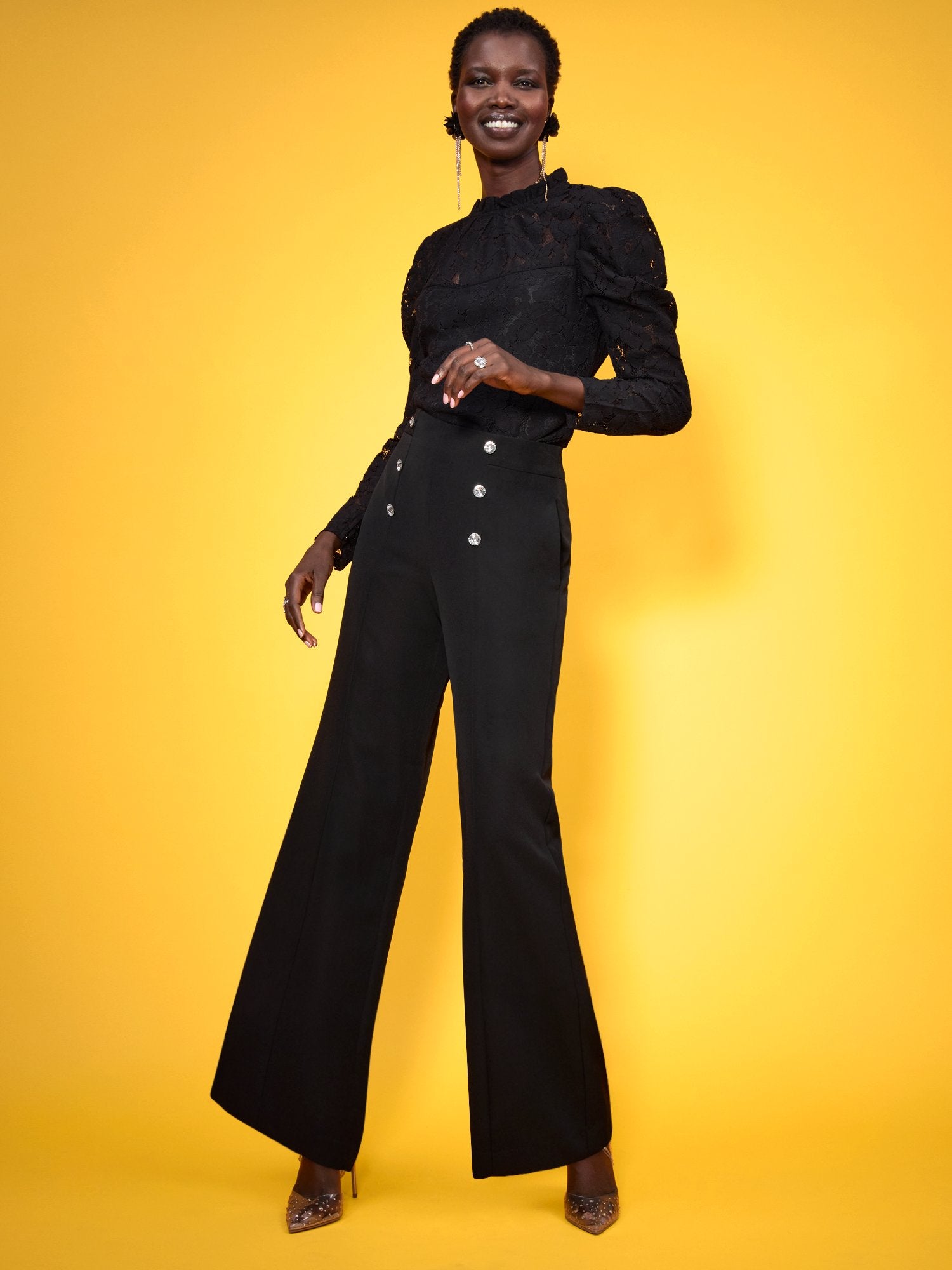 断*離様 COMBINATION LACE TOP カーキ Louise Ruched Lace Top Green: NYC Crafted | Laraque NYC