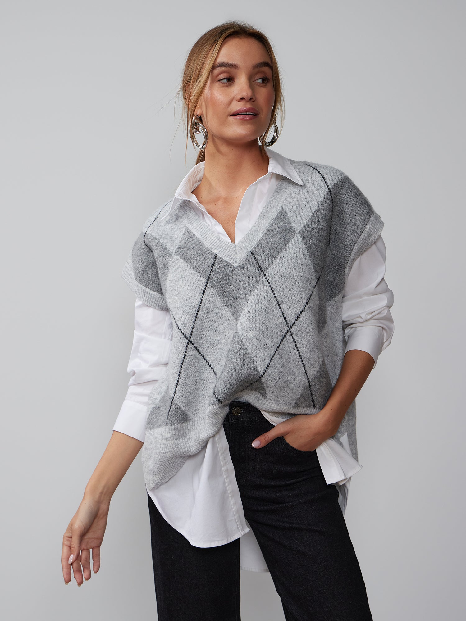 Short Sleeve Argyle Sweater – New York & Company