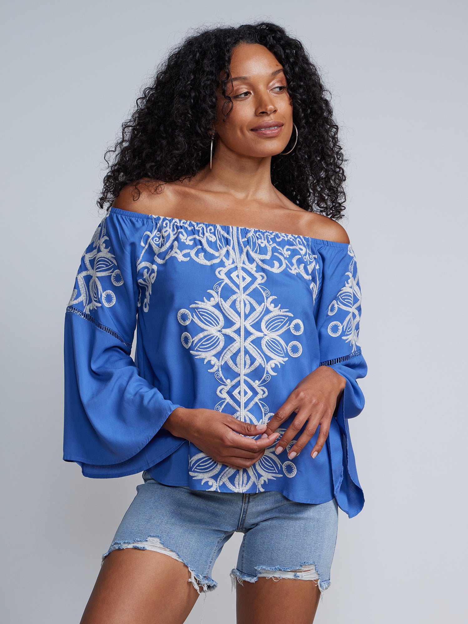 Embroidered Off Shoulder Top – New York & Company