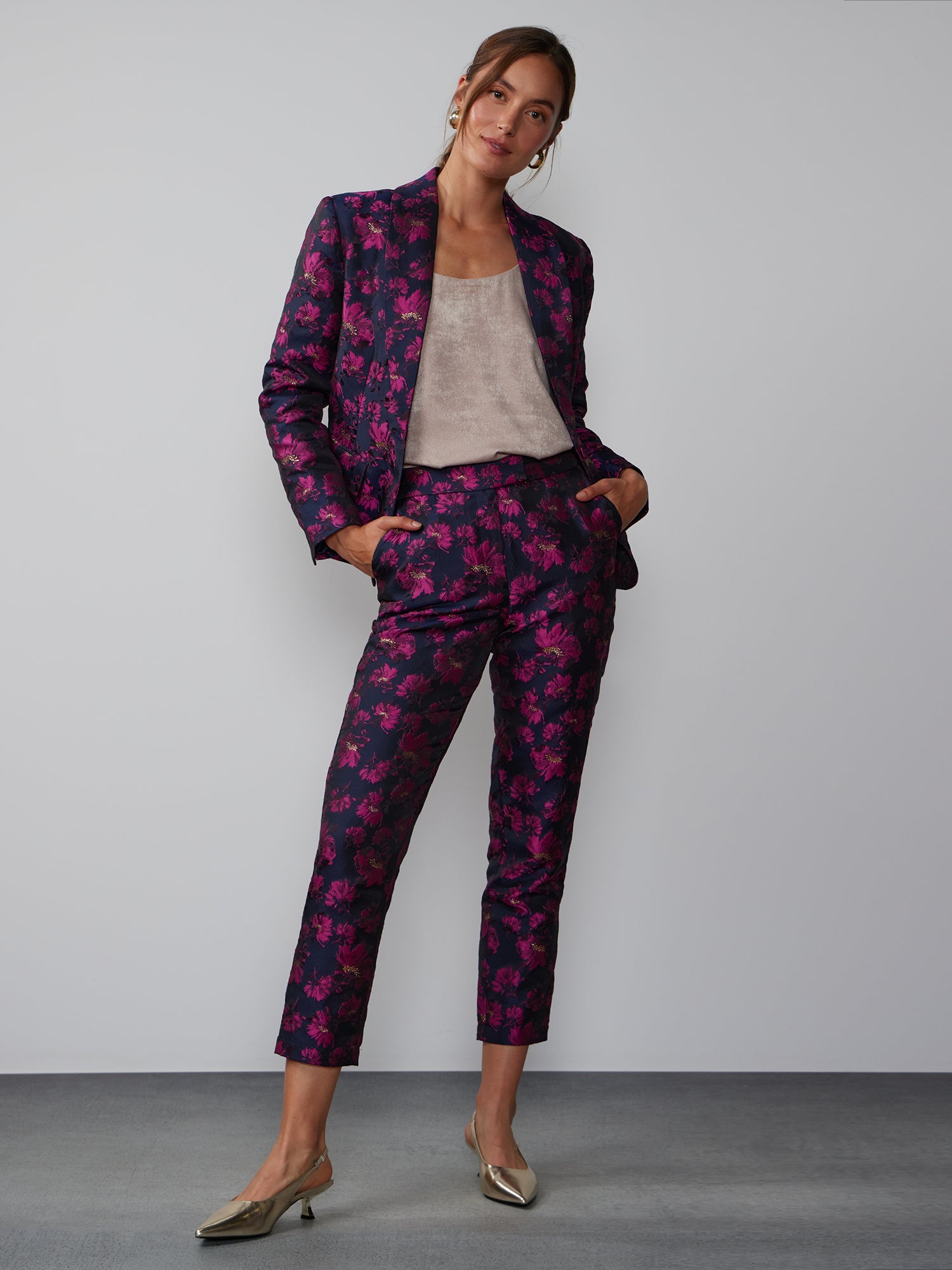High Rise Floral Jacquard Pant – New York & Company