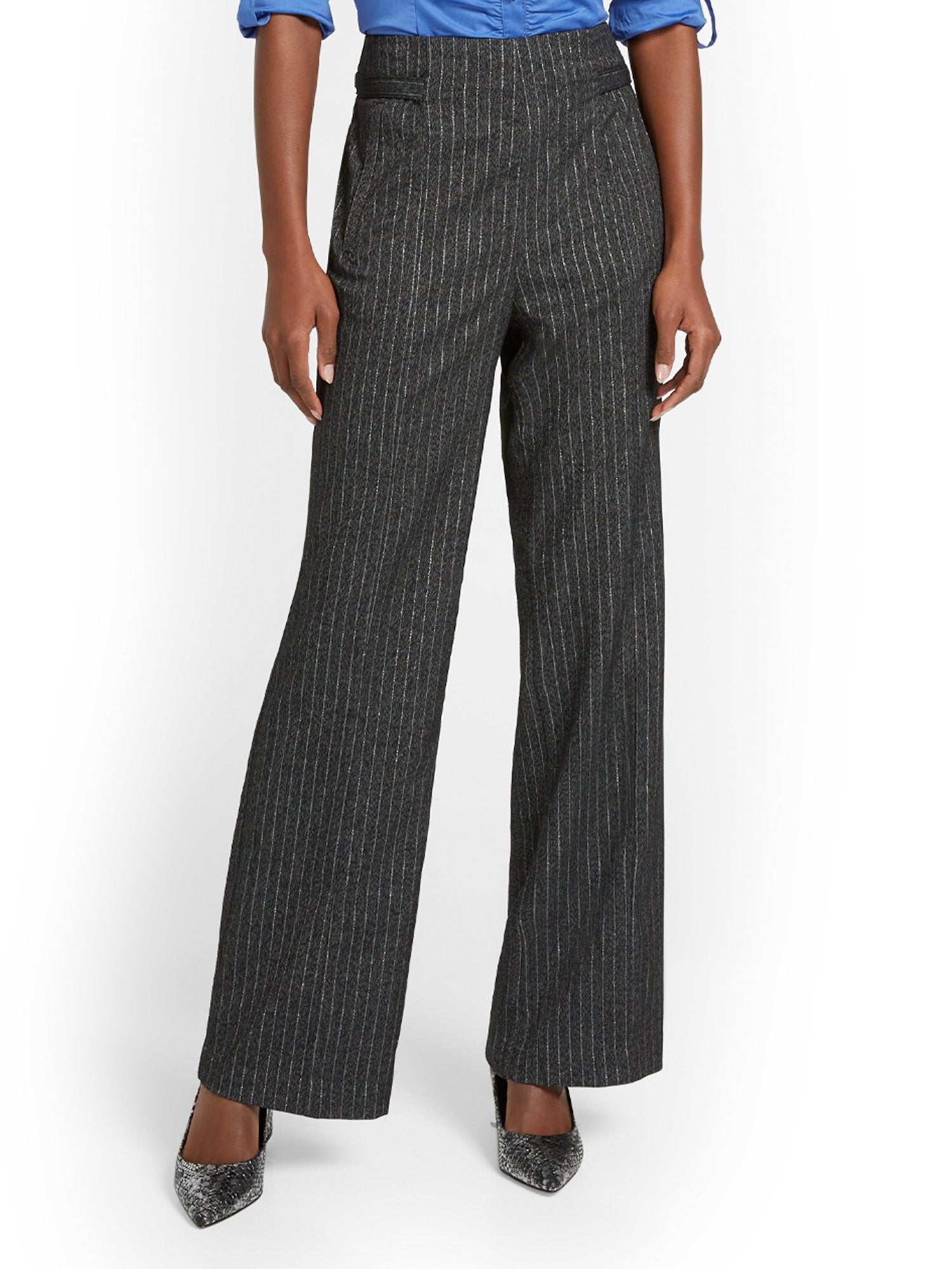 Pinstripe Wide-Leg Pant New York & Company Pinstripe Wide-Leg Pant New York & Company