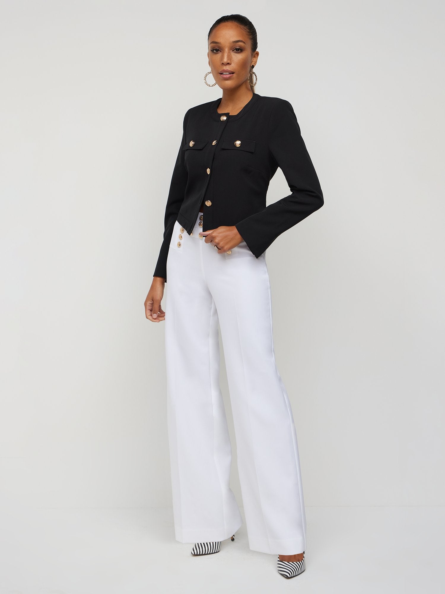 Super High-Waisted Button-Front Sailor Wide-Leg Pant New York & Company Super High-Waisted Button-Front Sailor Wide-Leg Pant New York & Company