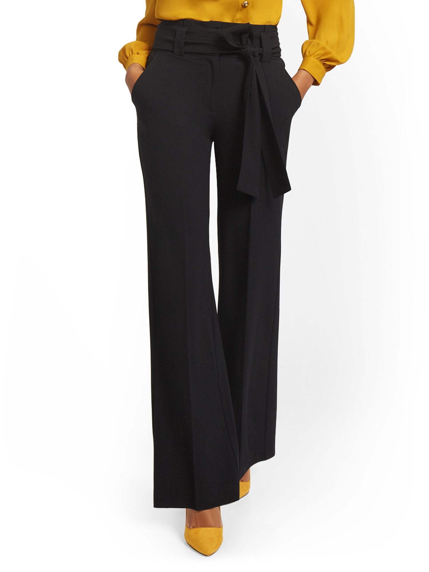Paperbag-Waist Wide-Leg Pant