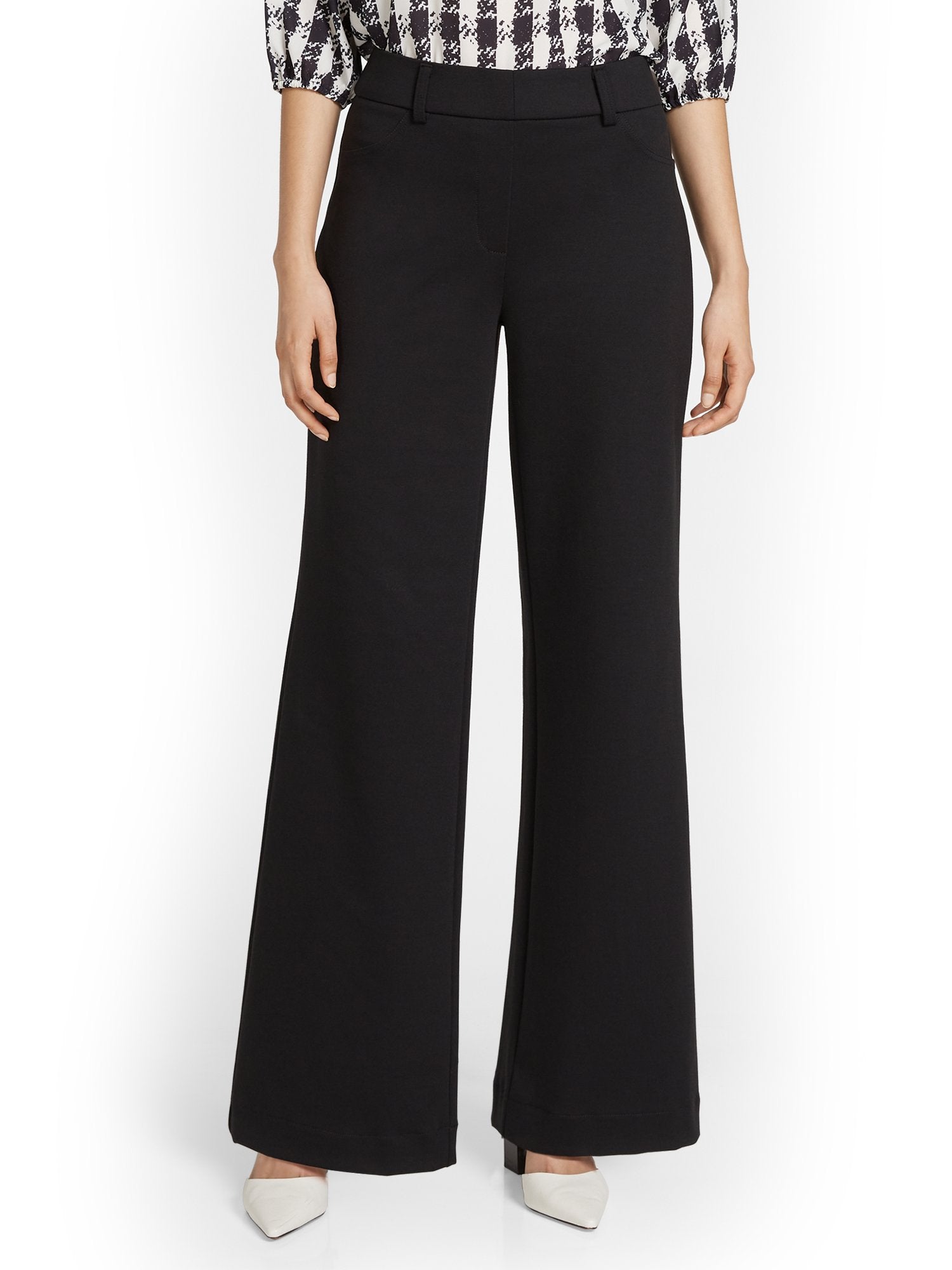 Pull-On Wide-Leg Ponte Pant - Superflex New York & Company Pull-On Wide-Leg Ponte Pant - Superflex New York & Company