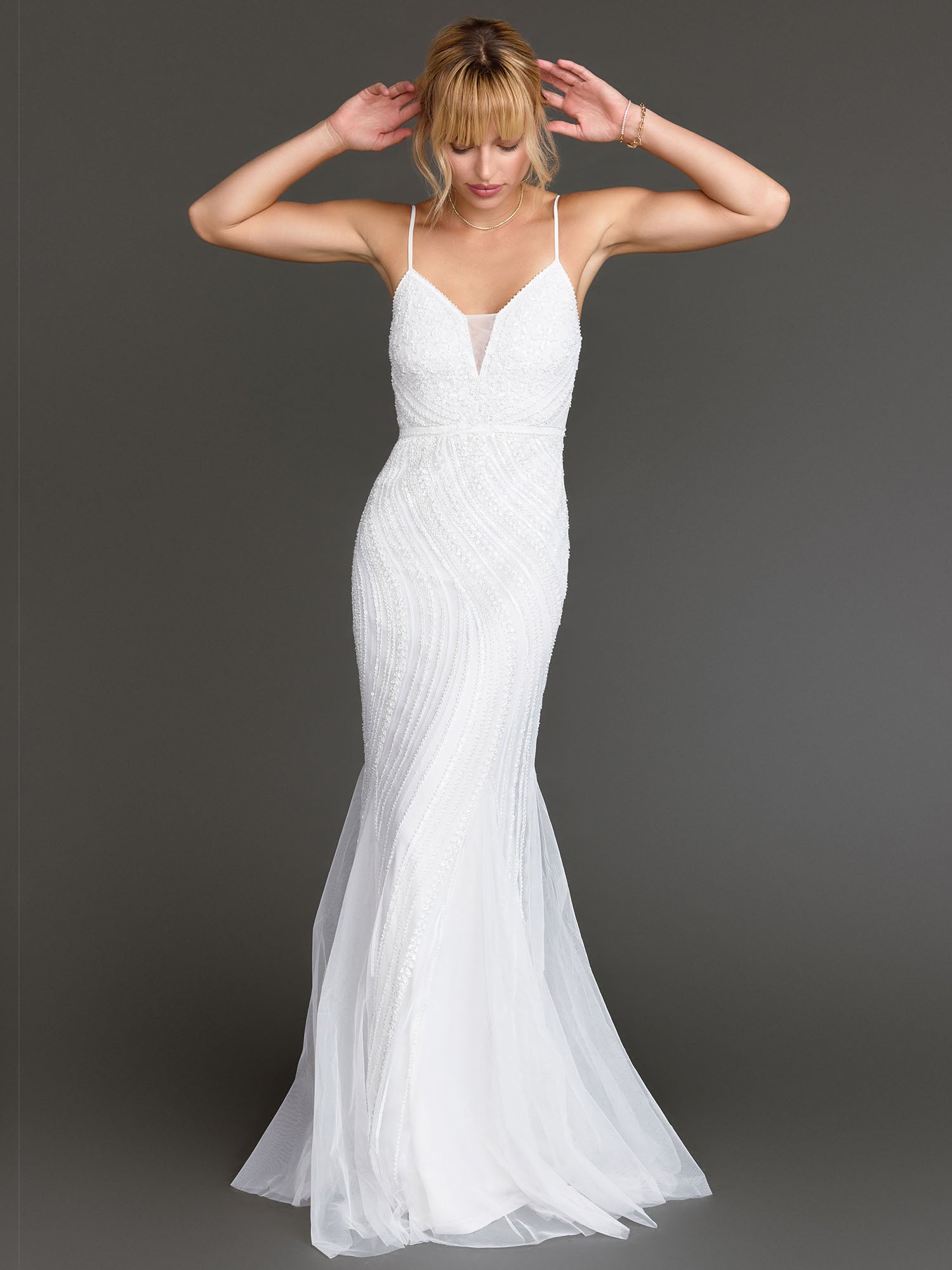 Sleeveless Sequin Tulle Evening Gown