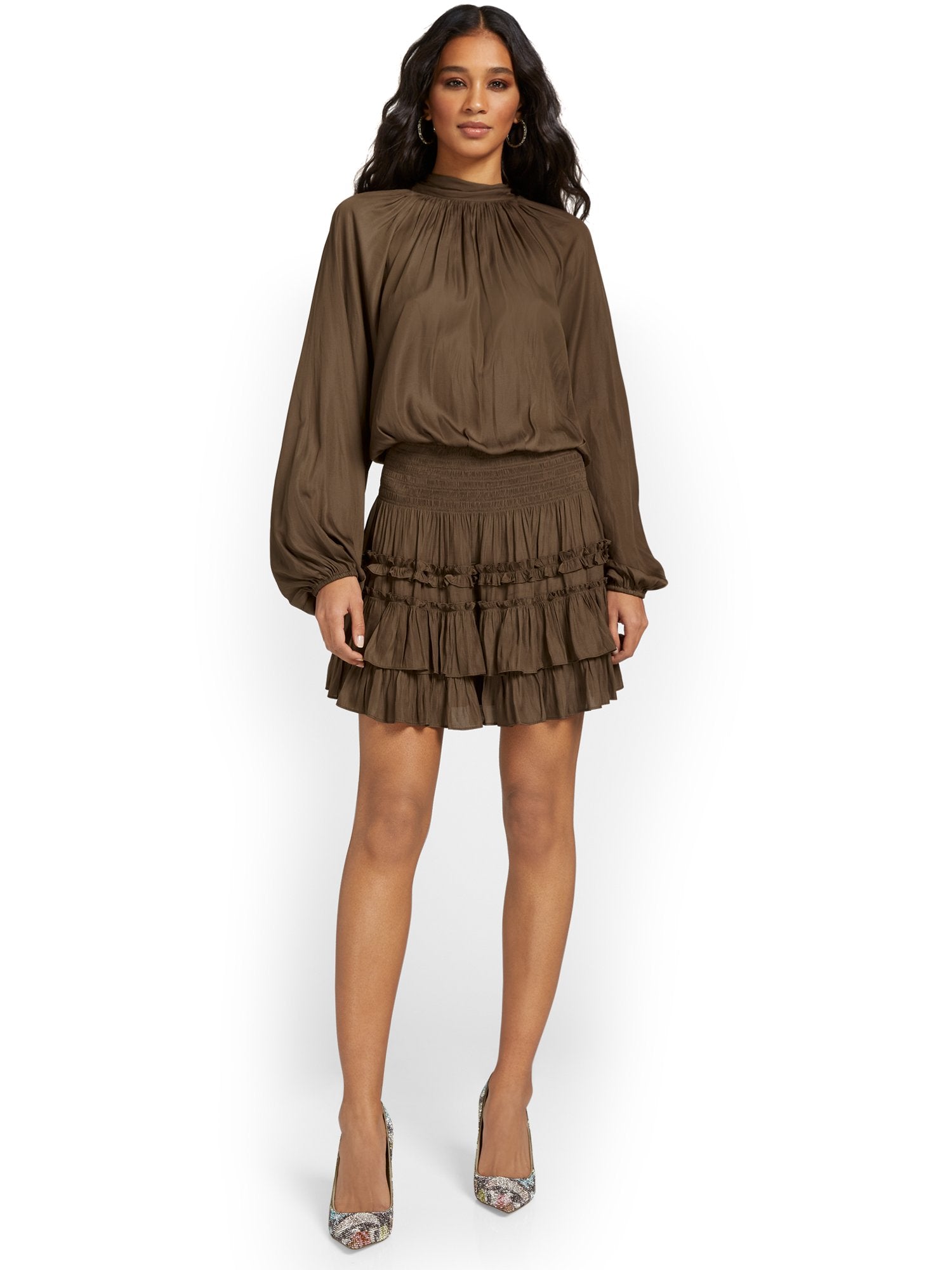 mustard brown dress Aster Midi Dress main image 1