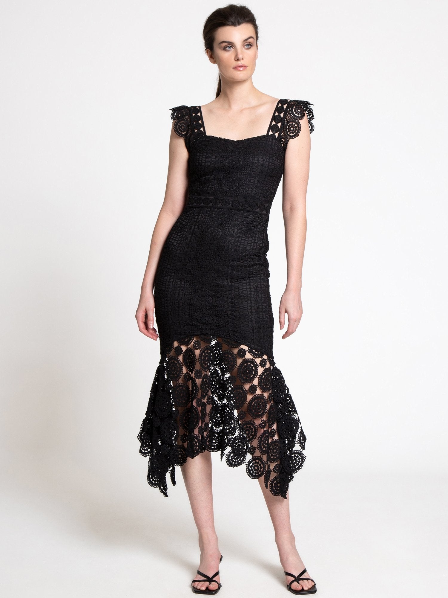 Crochet-Lace High-Low Dress