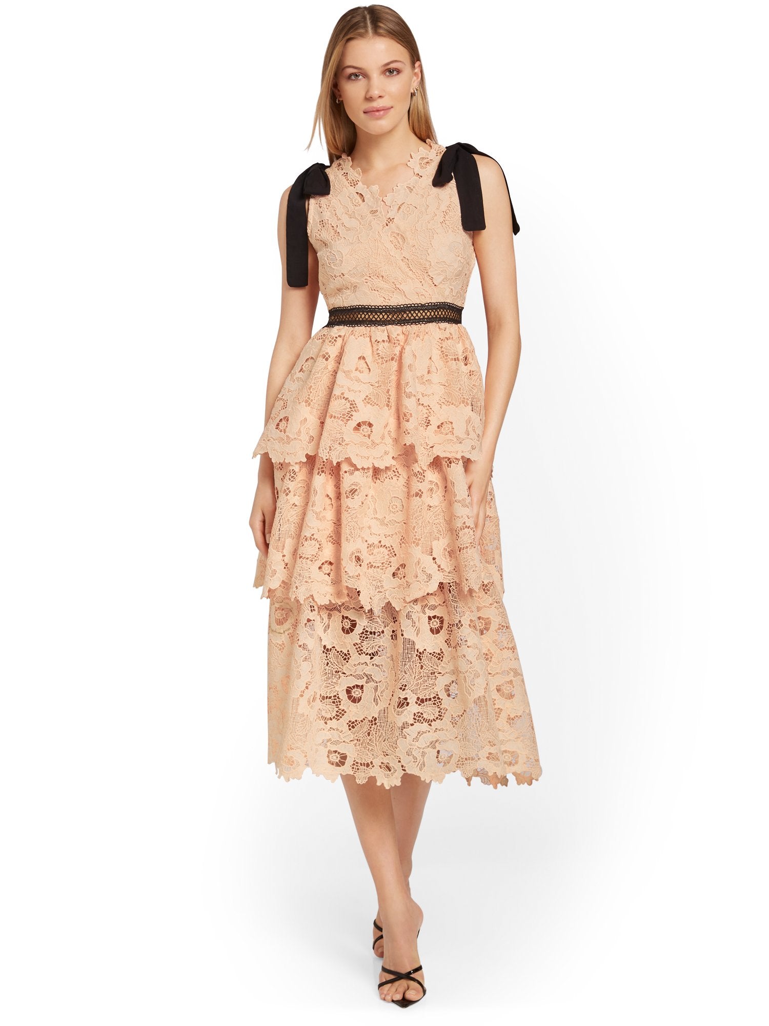 Just Me Tiered Lace Midi Dress - Brands We Love New York & Company Just Me Tiered Lace Midi Dress - Brands We Love New York & Company