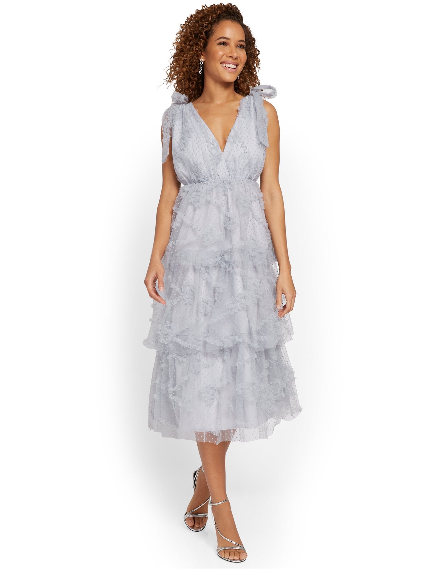 Just Me Lace Tie-Shoulder Midi Dress