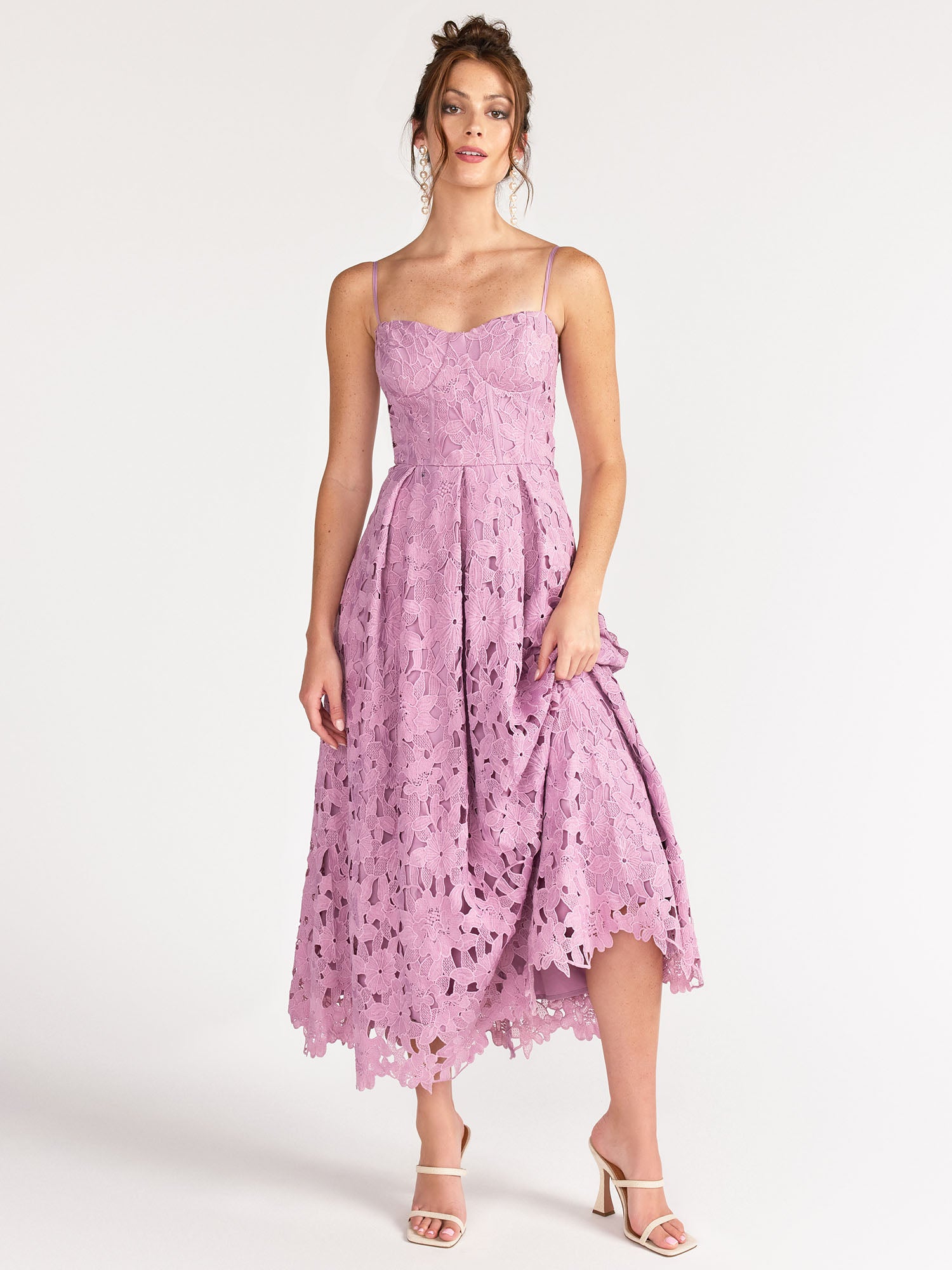 strapless open back dress Just Me Crochet Lace Corset Dress