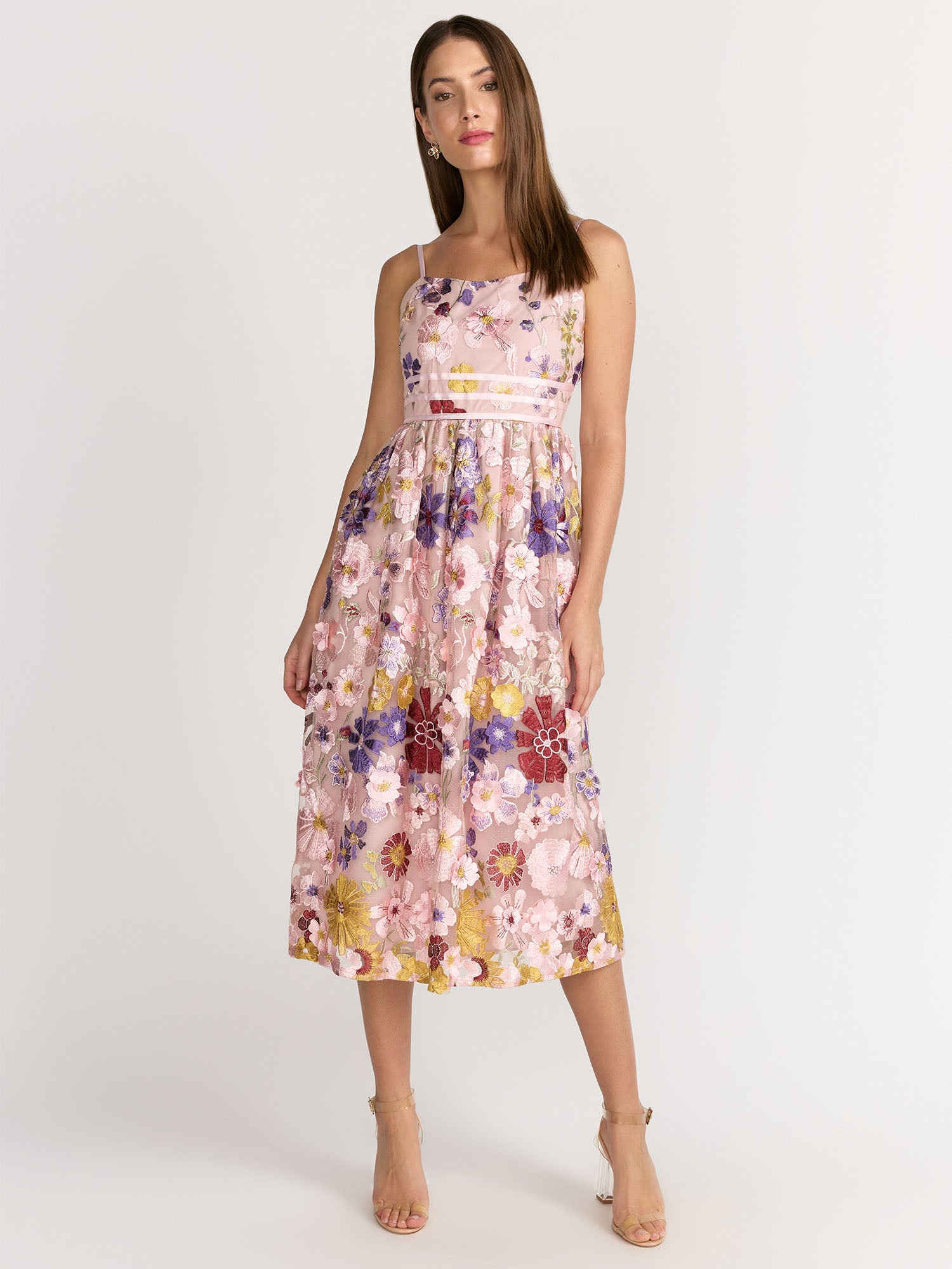 chinese dress ladies Just Me Sleeveless 3D Floral Maxi Dress