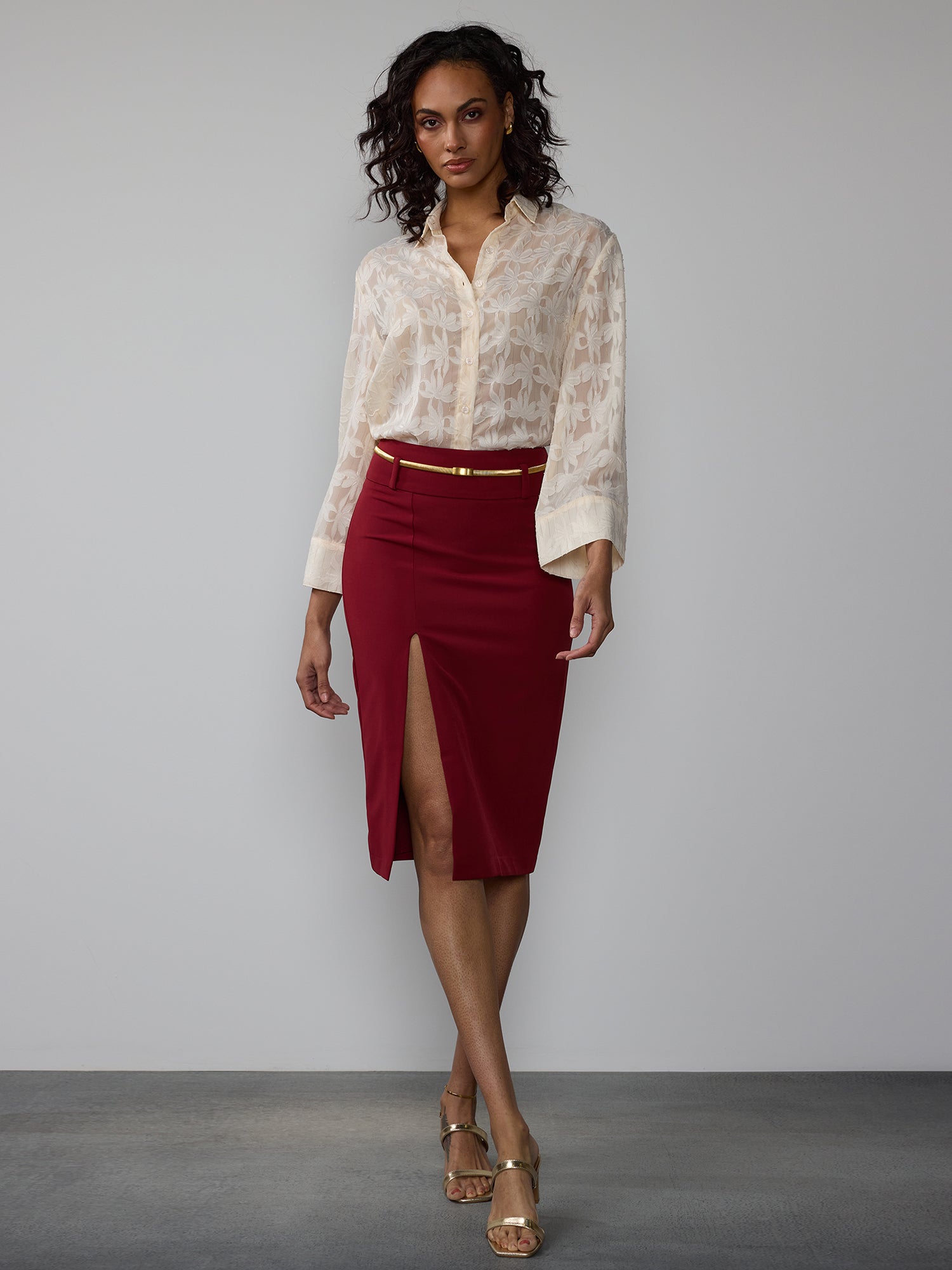 Belted Side Slit Pencil Skirt – New York Company