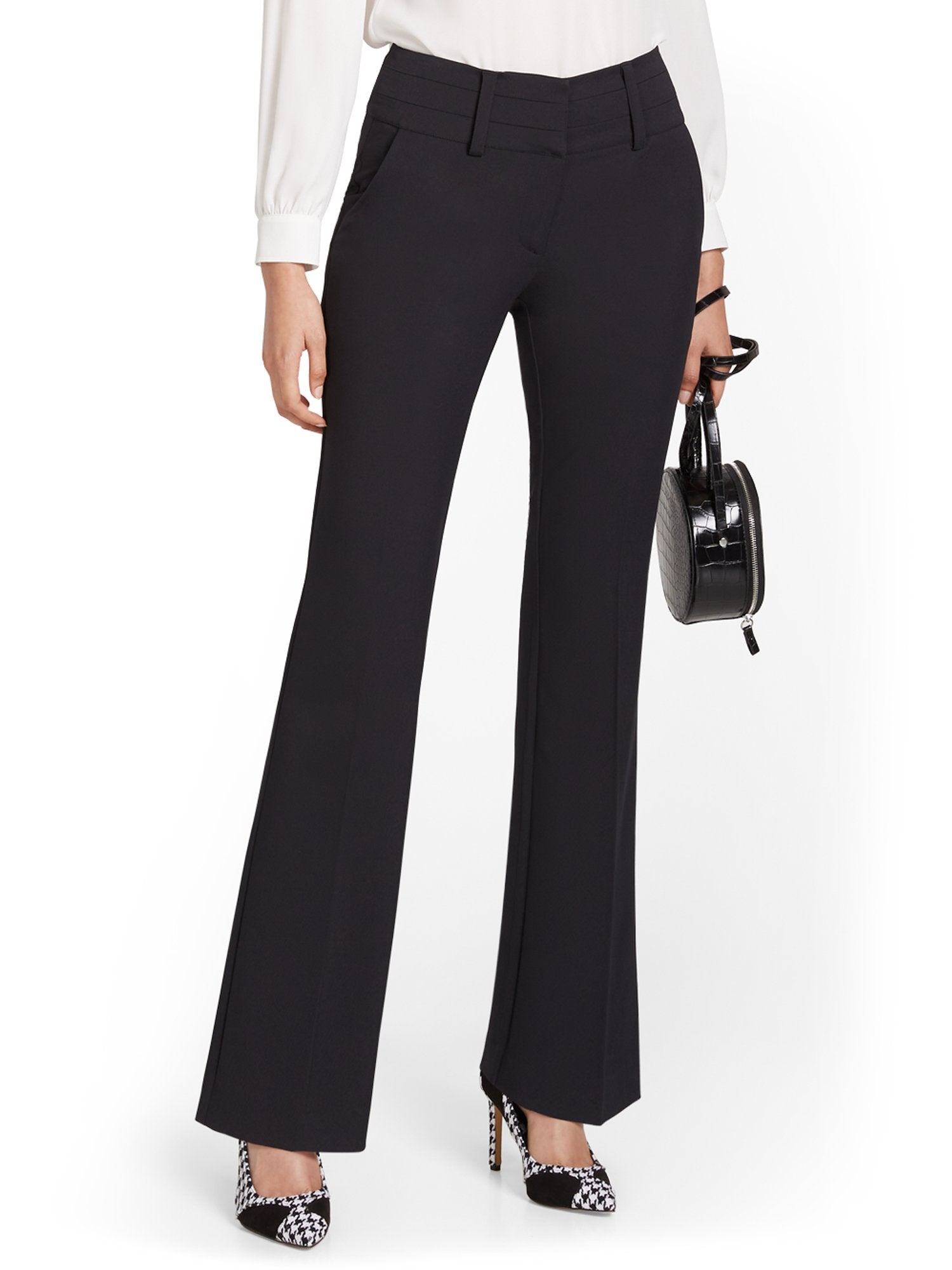 blue dress for baby girl Black Boot Cut Stretch Dress Pants – Believe Inspire Beauty main image 1