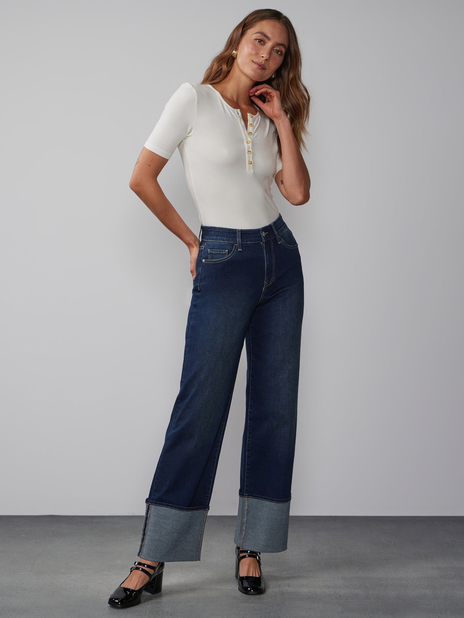 High Rise Cuffed Wide Leg Jeans – New York Company