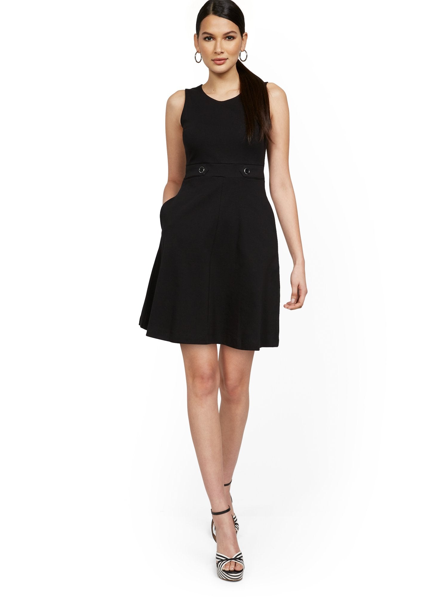 slim fit dress slacks Lexi Rib Fit and Flare Midi Dress – Marine Layer main image 0