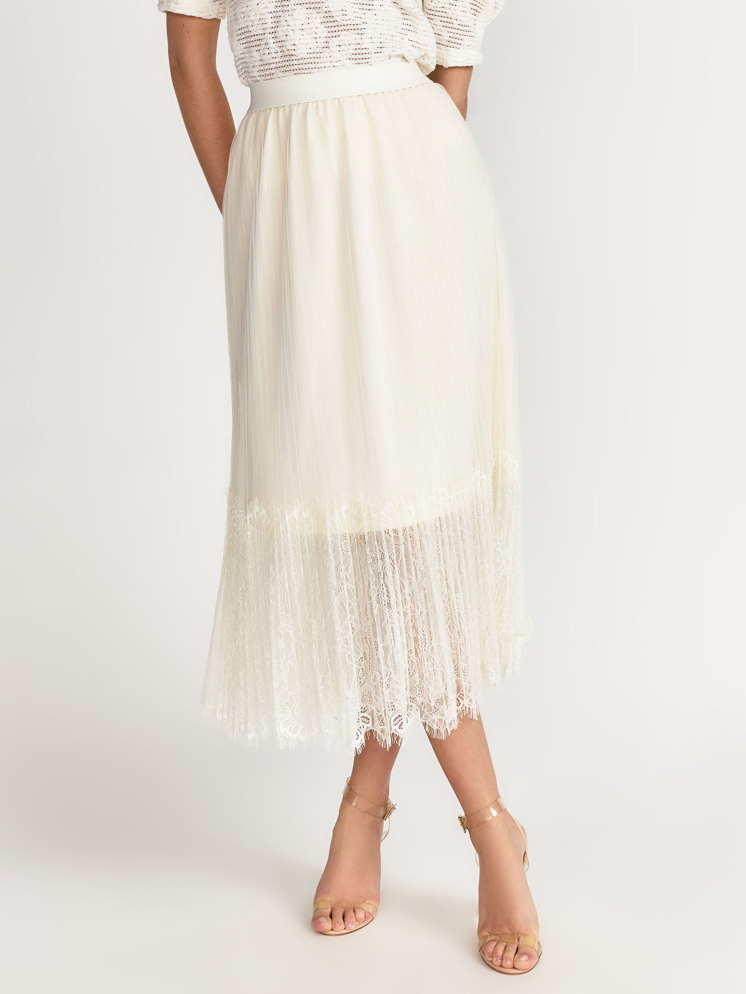 Lena Tulle Pleated Lace Trim Skirt - Brands We Love Lena Tulle Pleated Lace Trim Skirt - Brands We Love