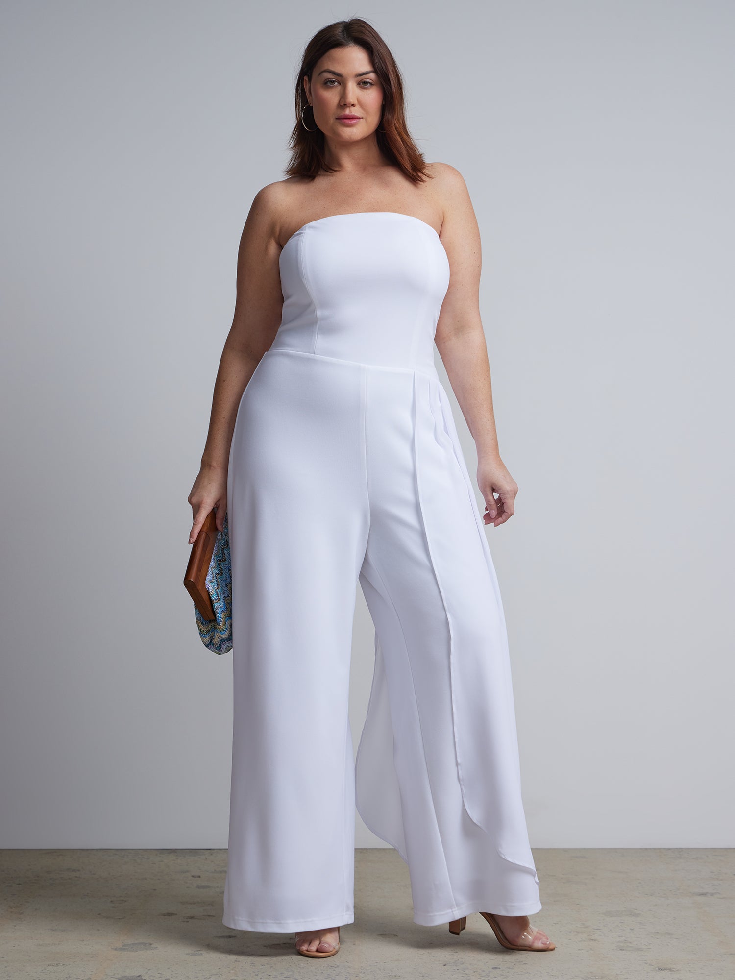 Plus Strapless Overlay Wide-Leg Jumpsuit – New York Company