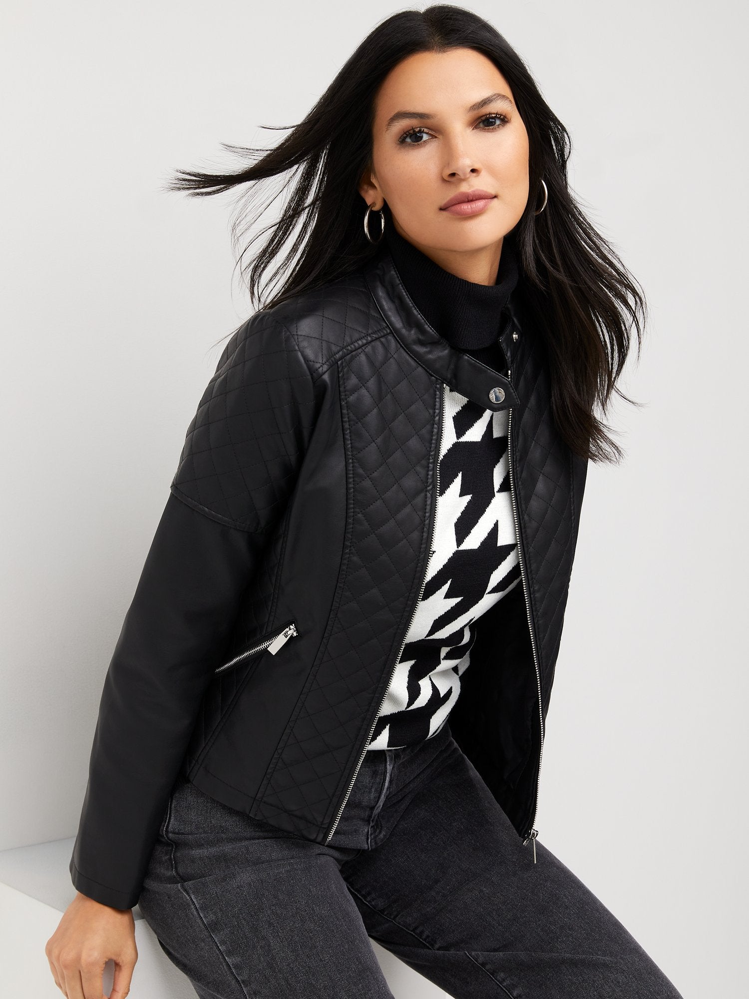 Faux-Leather Quilted Jacket – New York Company