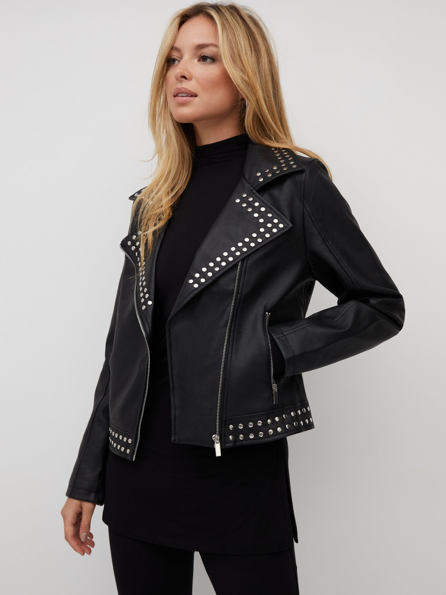 Faux-Leather Studded Jacket – New York & Company