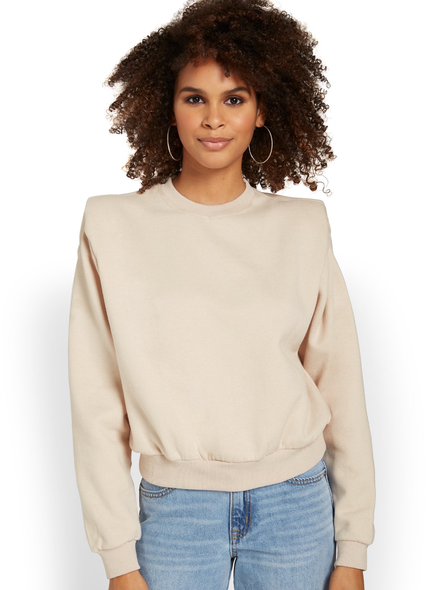 Women Shoulderpad Sweatshirt