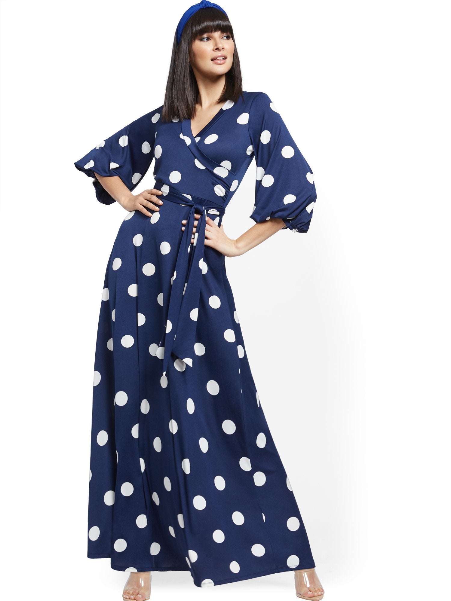 Dot-Print Wrap Maxi Dress – New York & Company