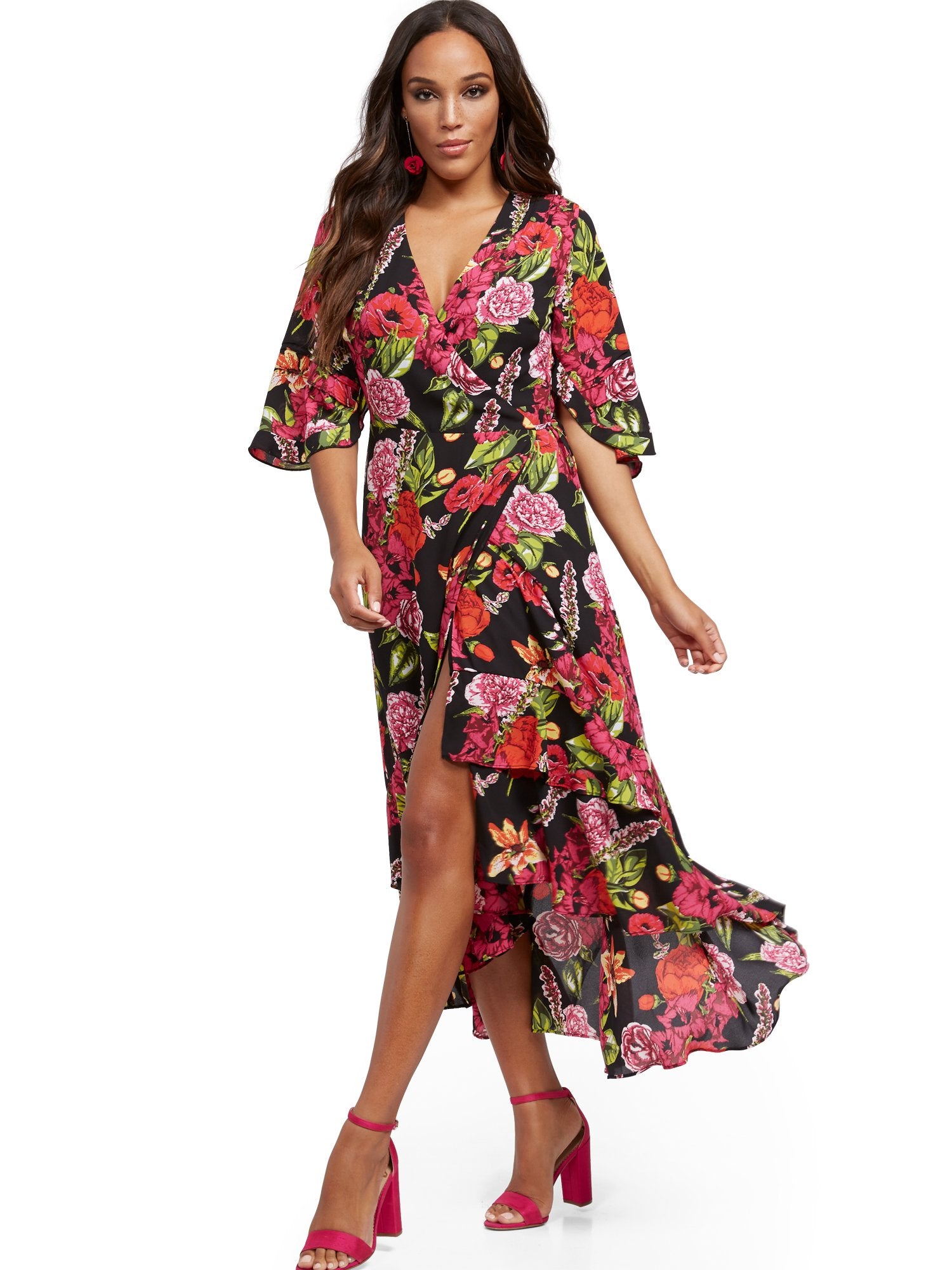 Floral Hi-Lo Wrap Maxi Dress Floral Hi-Lo Wrap Maxi Dress