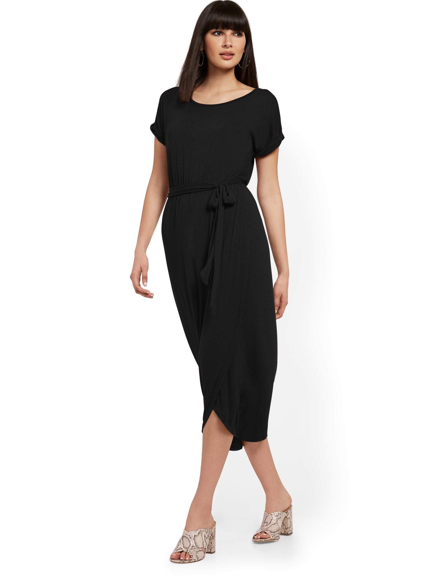 tulip belted midi pocket dress Belted Tulip-Hem Midi Dress