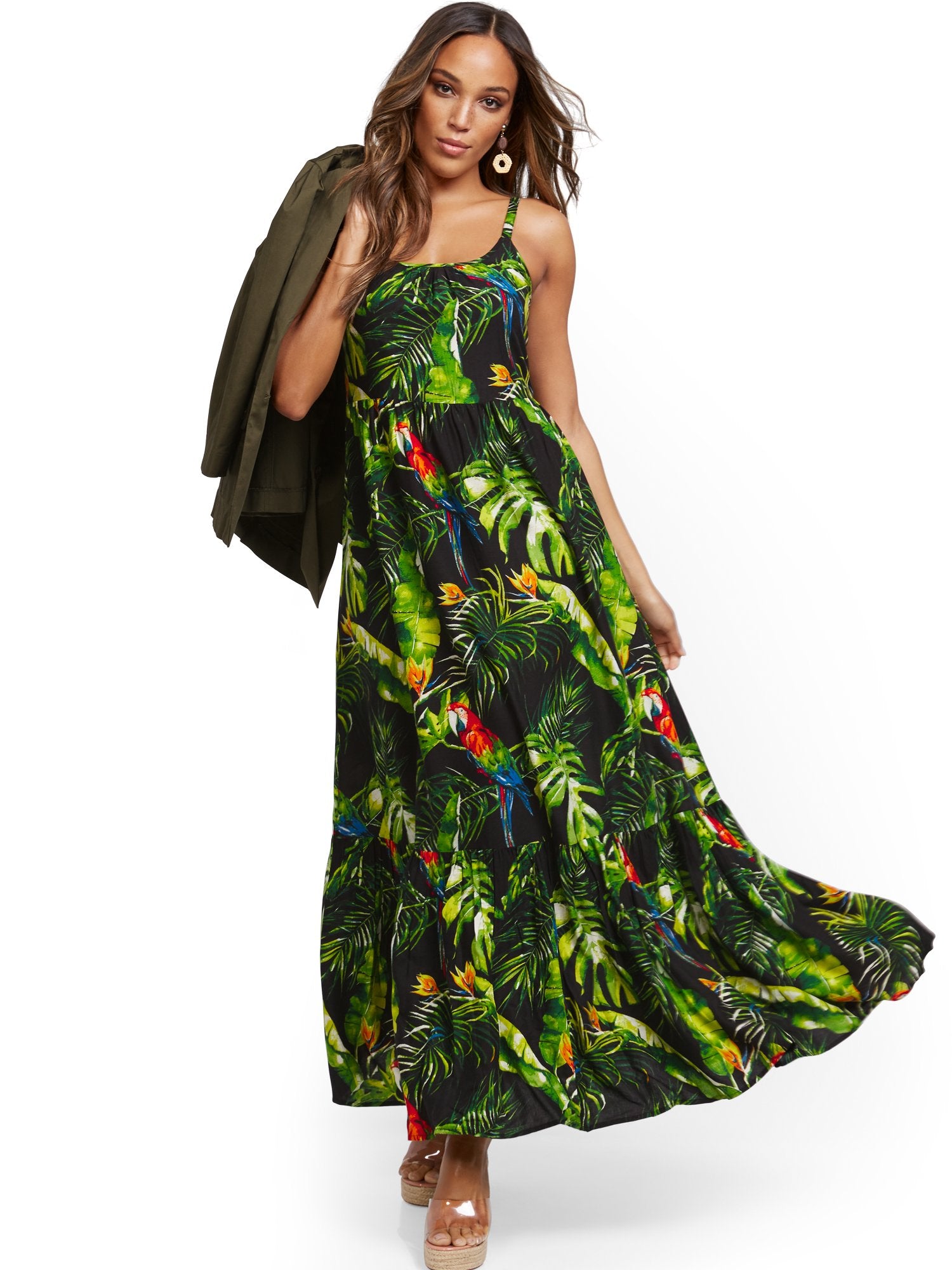 Tropical-Print Maxi Dress – New York & Company