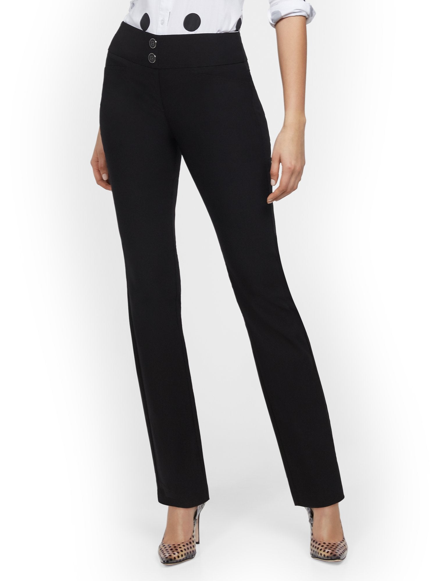 High-Waisted Pull-On Slimming Straight-Leg Pant - 7th Avenue New York & Company High-Waisted Pull-On Slimming Straight-Leg Pant - 7th Avenue New York & Company