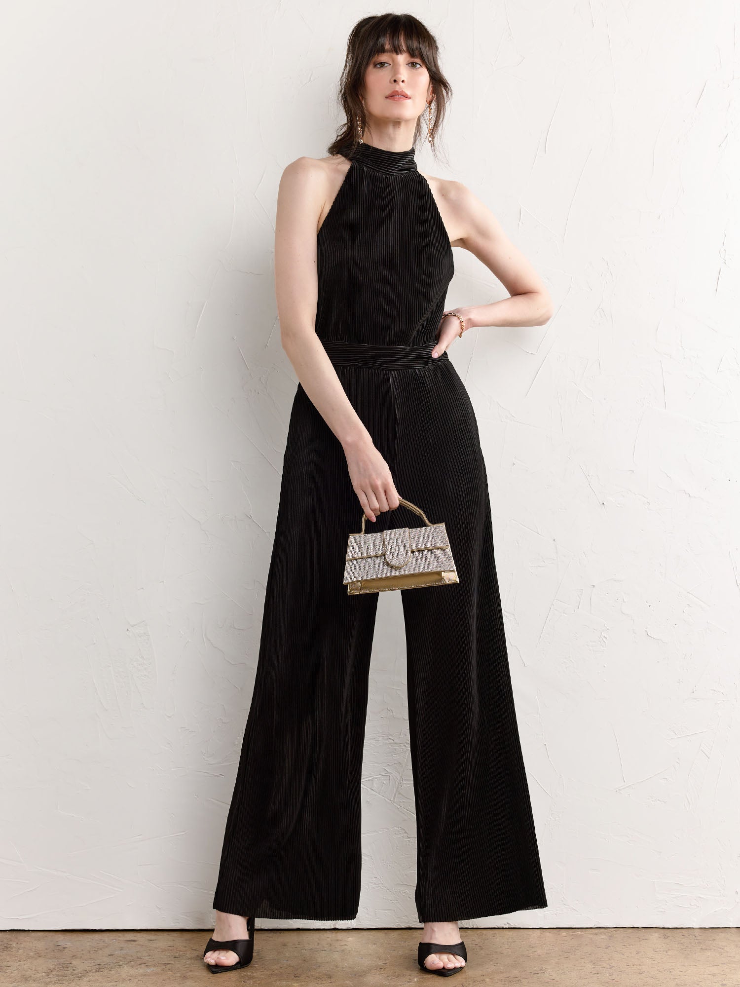 Fate Halter Neck Plissé Jumpsuit