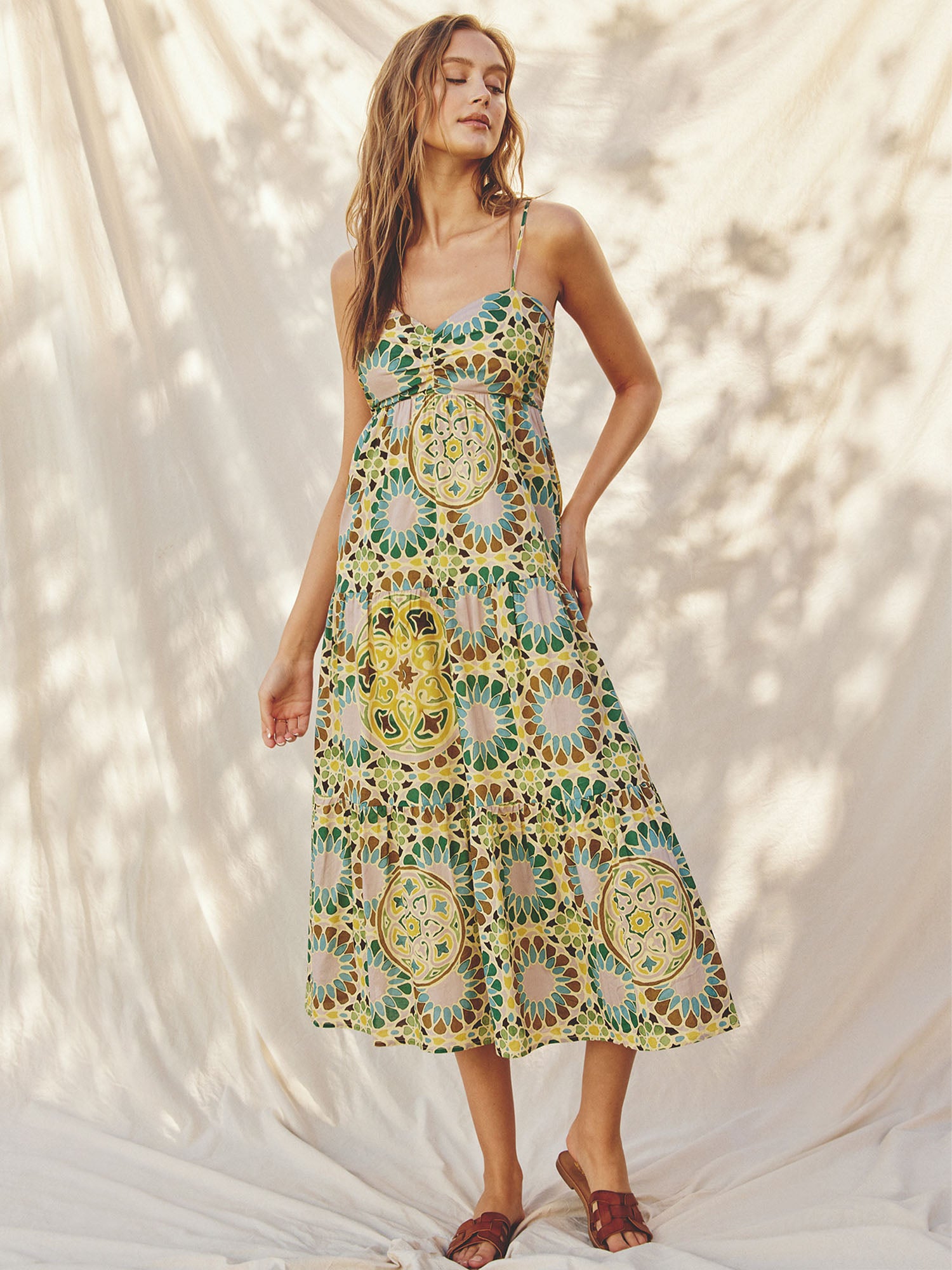 Dress Forum Floral Tile Print Babydoll Dress Dress Forum Floral Tile Print Babydoll Dress