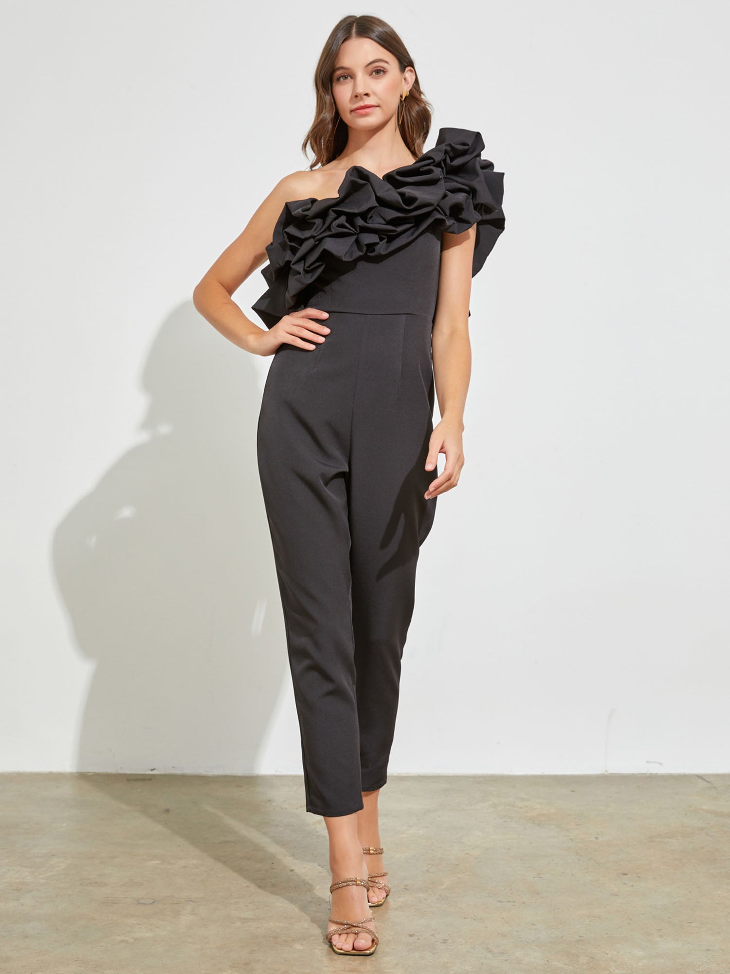 Do+Be One Shoulder Ruffle Jumpsuit - Brands We Love New York & Company Do+Be One Shoulder Ruffle Jumpsuit - Brands We Love New York & Company