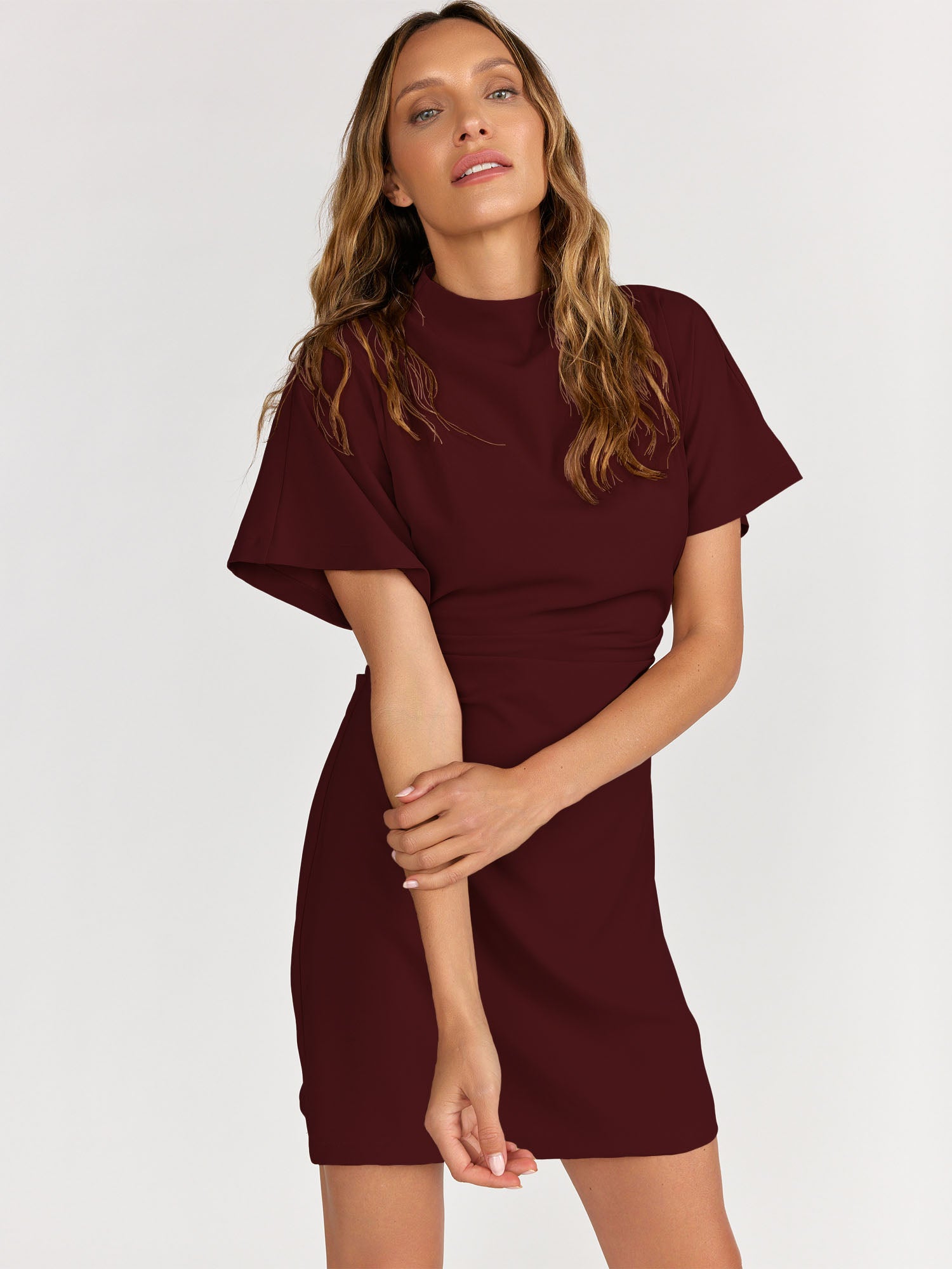 knee length dresses for ladies Thriving Ruched Side Mini Dress Off White– Selfie Leslie main image 0