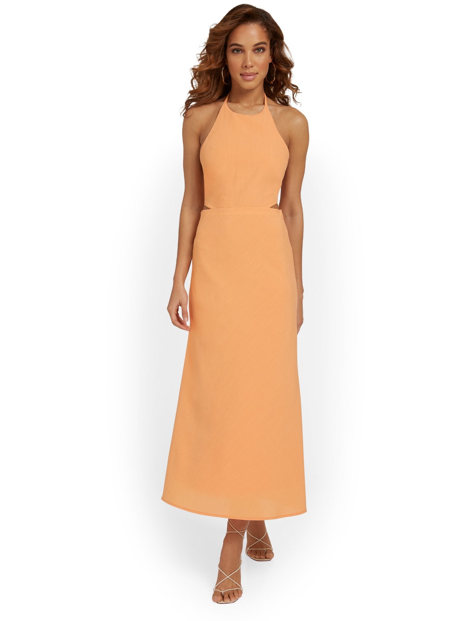 Emory Park Ruched Strap Halterneck Maxi Dress
