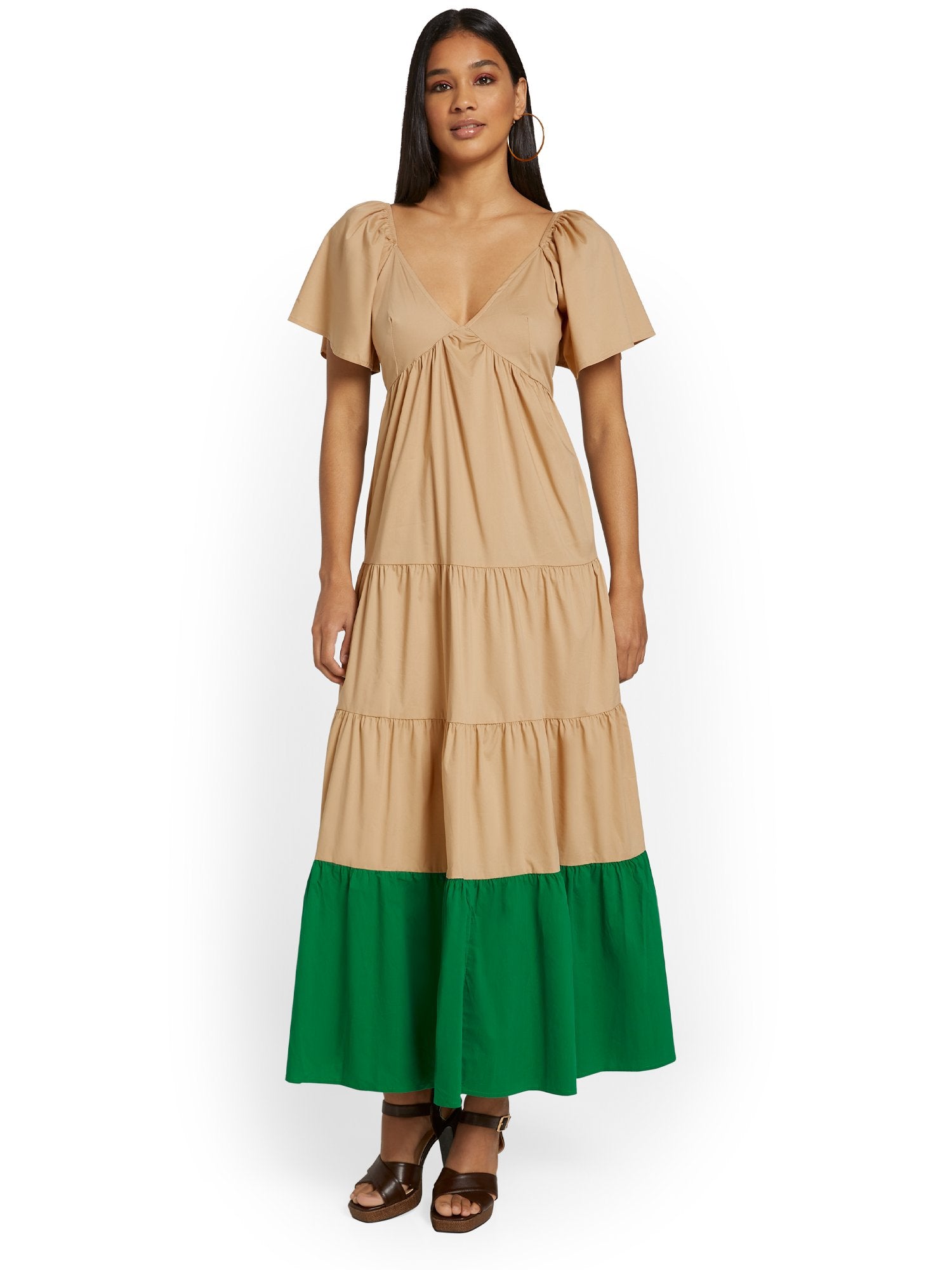 Strut & Bolt Tiered Poplin Maxi Dress
