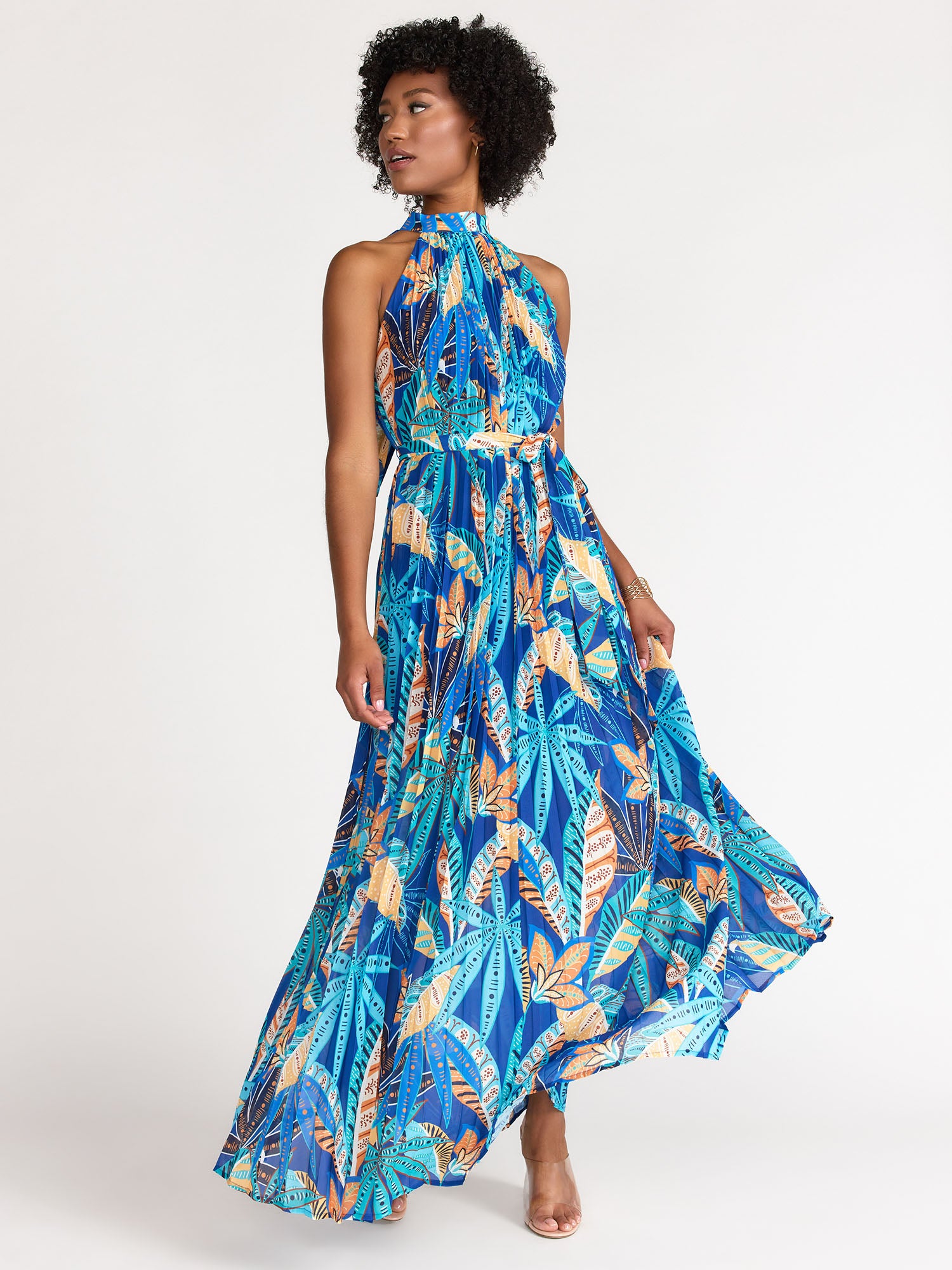 Halter Neck Pleated Maxi Dress - Flying Tomato New York & Company Halter Neck Pleated Maxi Dress - Flying Tomato New York & Company