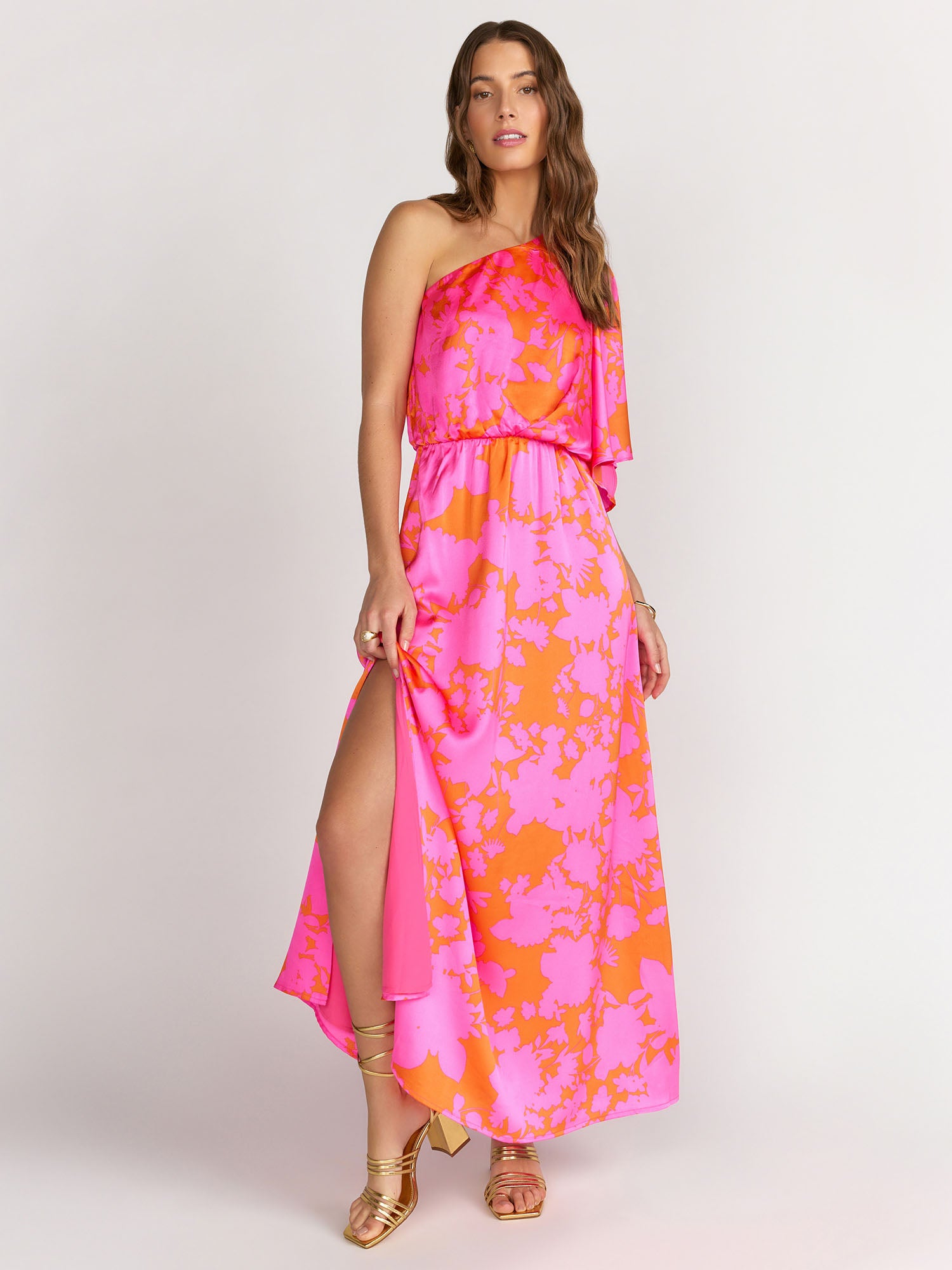 Sugarlips One Shoulder Printed Side Slit Maxi Dress - Brands We