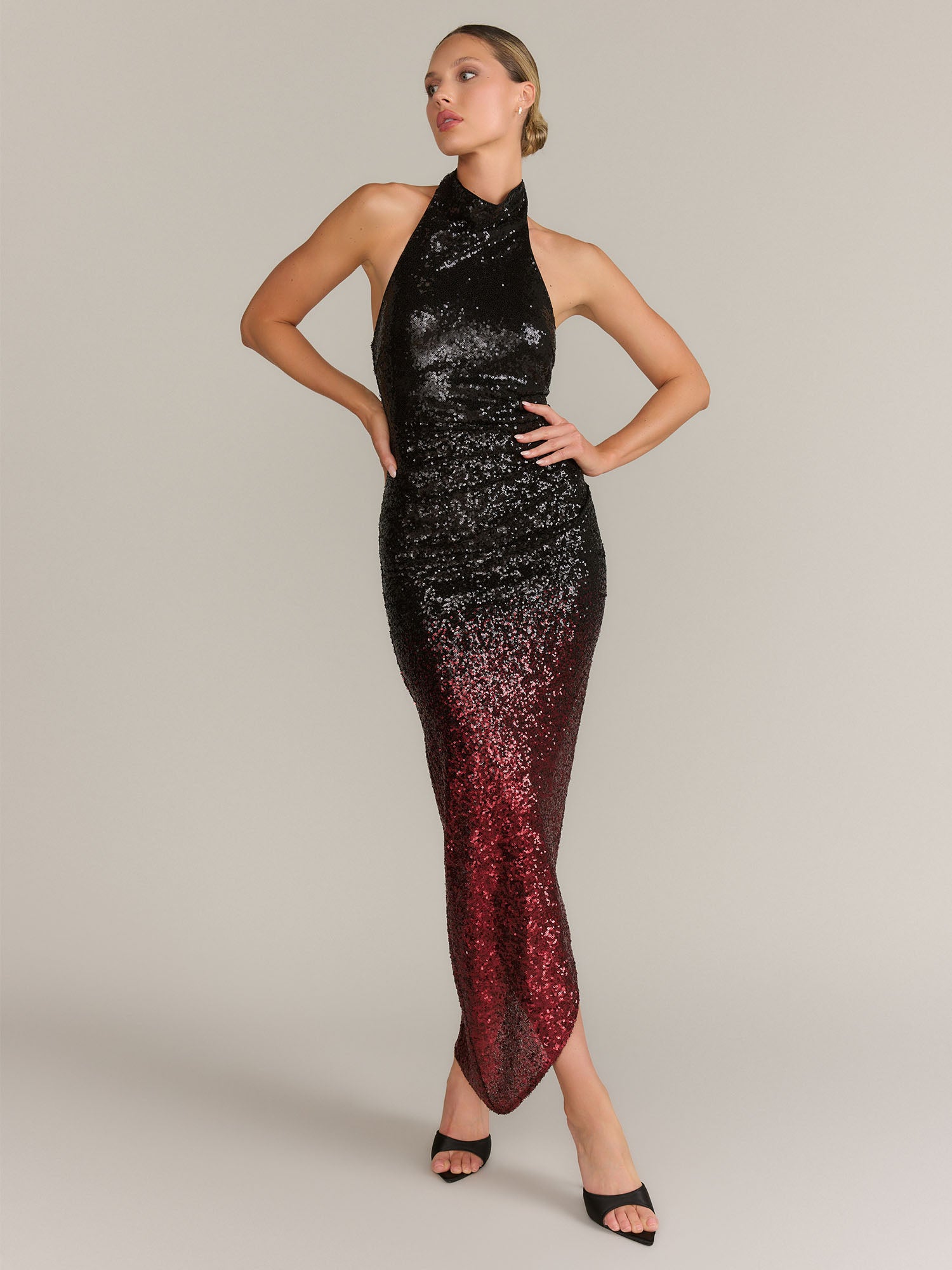 Do+Be Halter Neck Ombre Sequin Slit Gown - Brands We Love Do+Be Halter Neck Ombre Sequin Slit Gown - Brands We Love