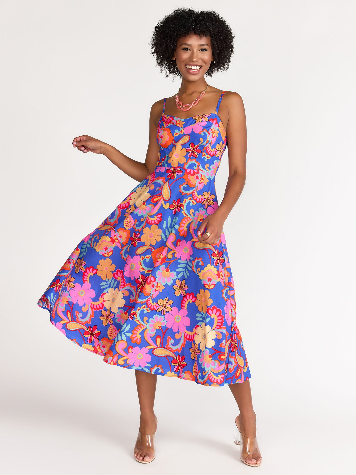 Very Refreshing Poplin Midi Dress - Flying Tomato New York & Company Very Refreshing Poplin Midi Dress - Flying Tomato New York & Company
