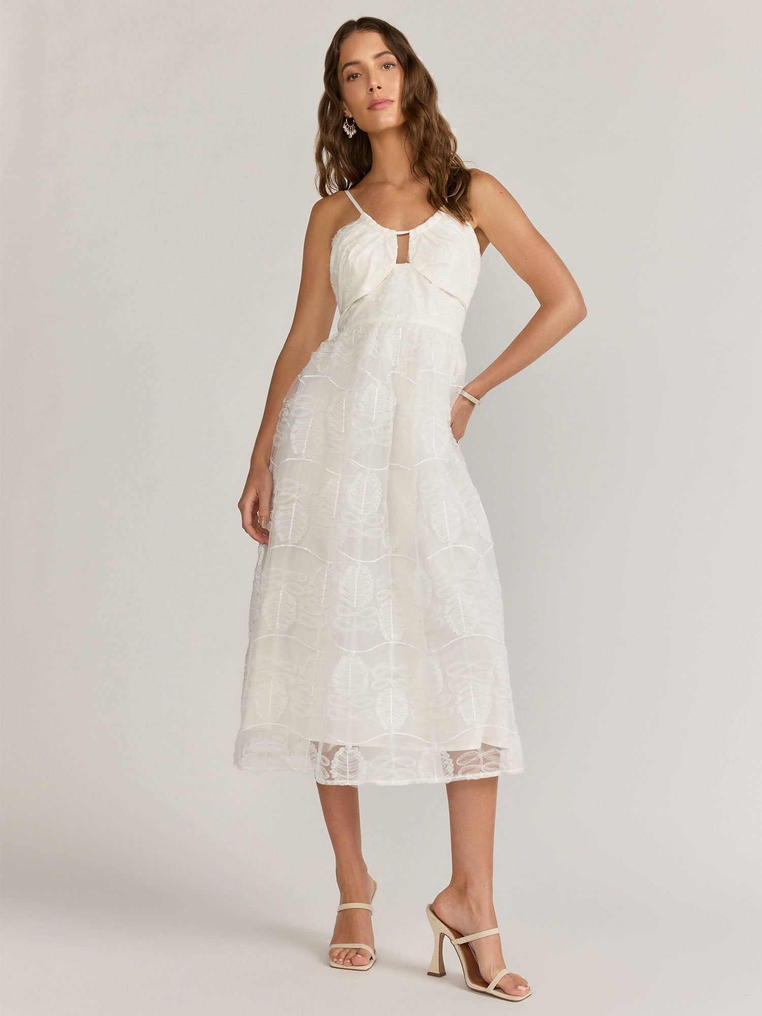 Sleeveless Leaf Sequin Mesh Dress - Just Me New York & Company Sleeveless Leaf Sequin Mesh Dress - Just Me New York & Company