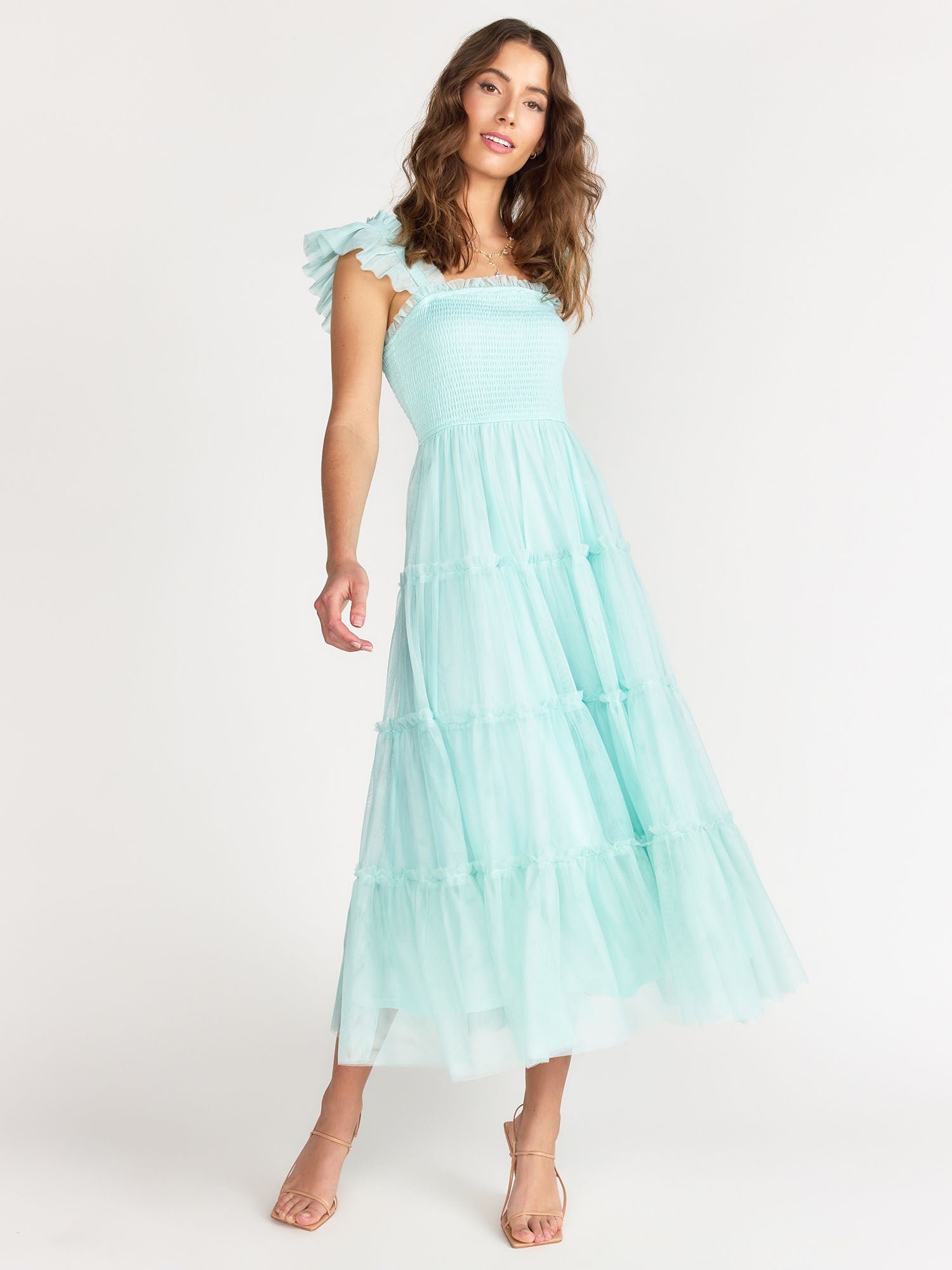 Flying Tomato Tulle Tiered Midi Dress
