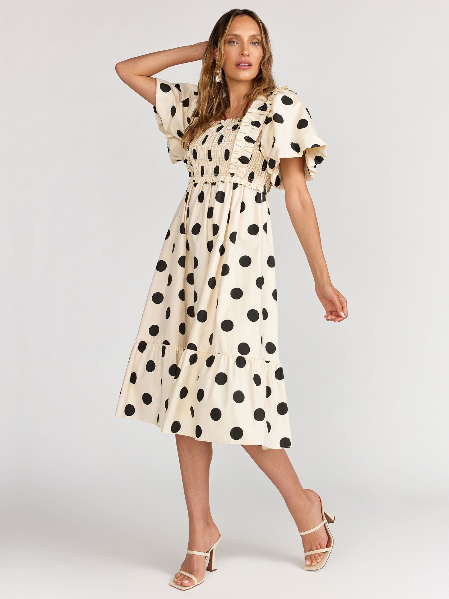 English Factory Smocked Polka Dot Midi Dress English Factory Smocked Polka Dot Midi Dress
