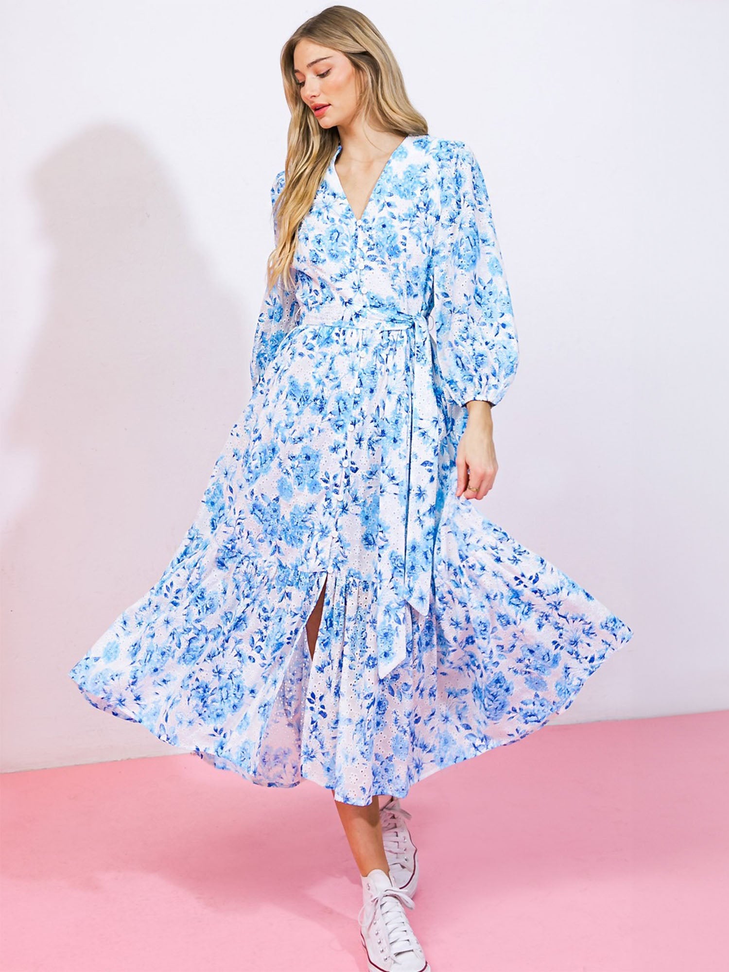 Long Sleeve Floral Midi Dress – New York & Company