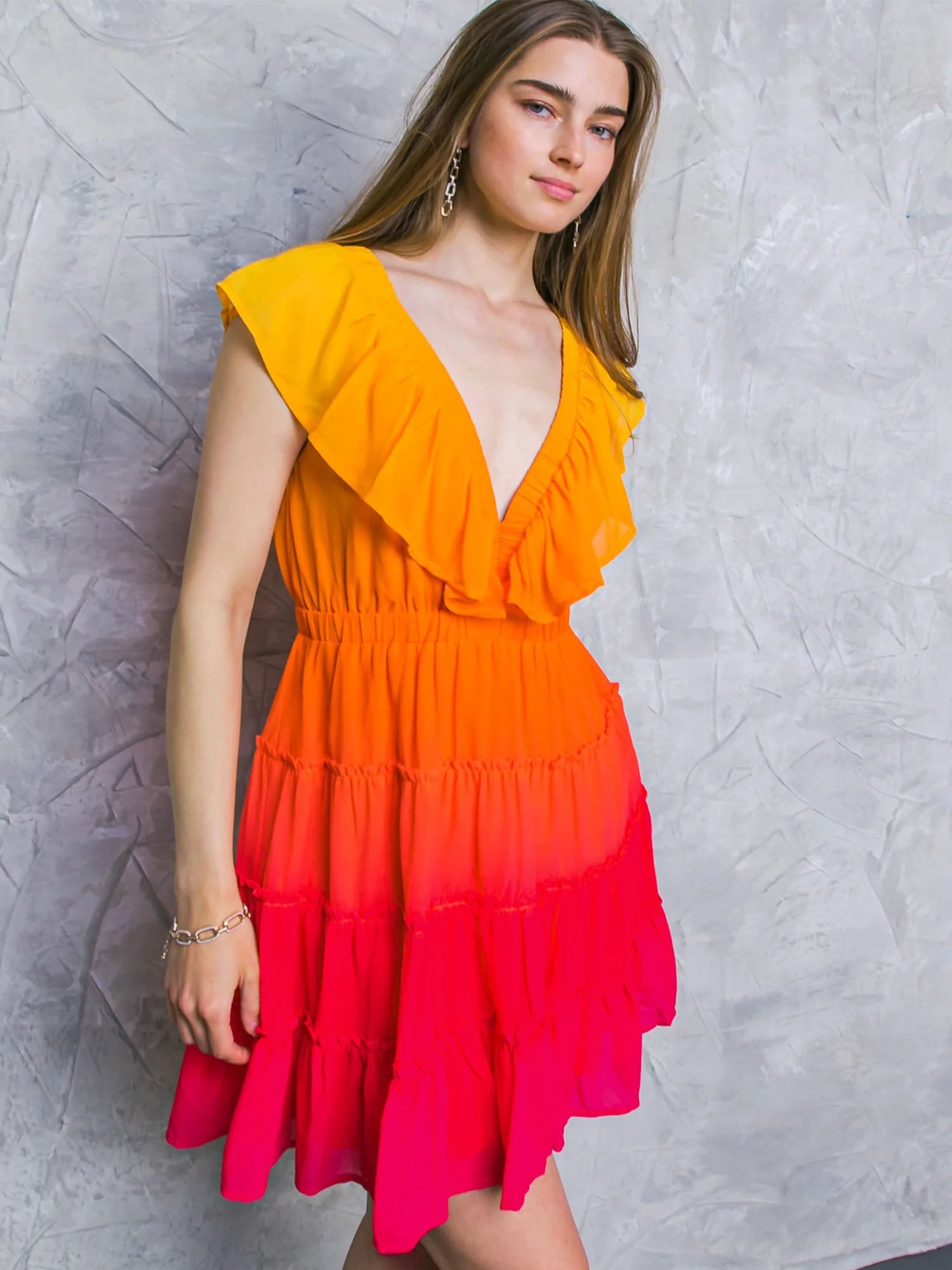 strapless open back dress The Kinsley Maxi Dress in Orange & Black – Solace London