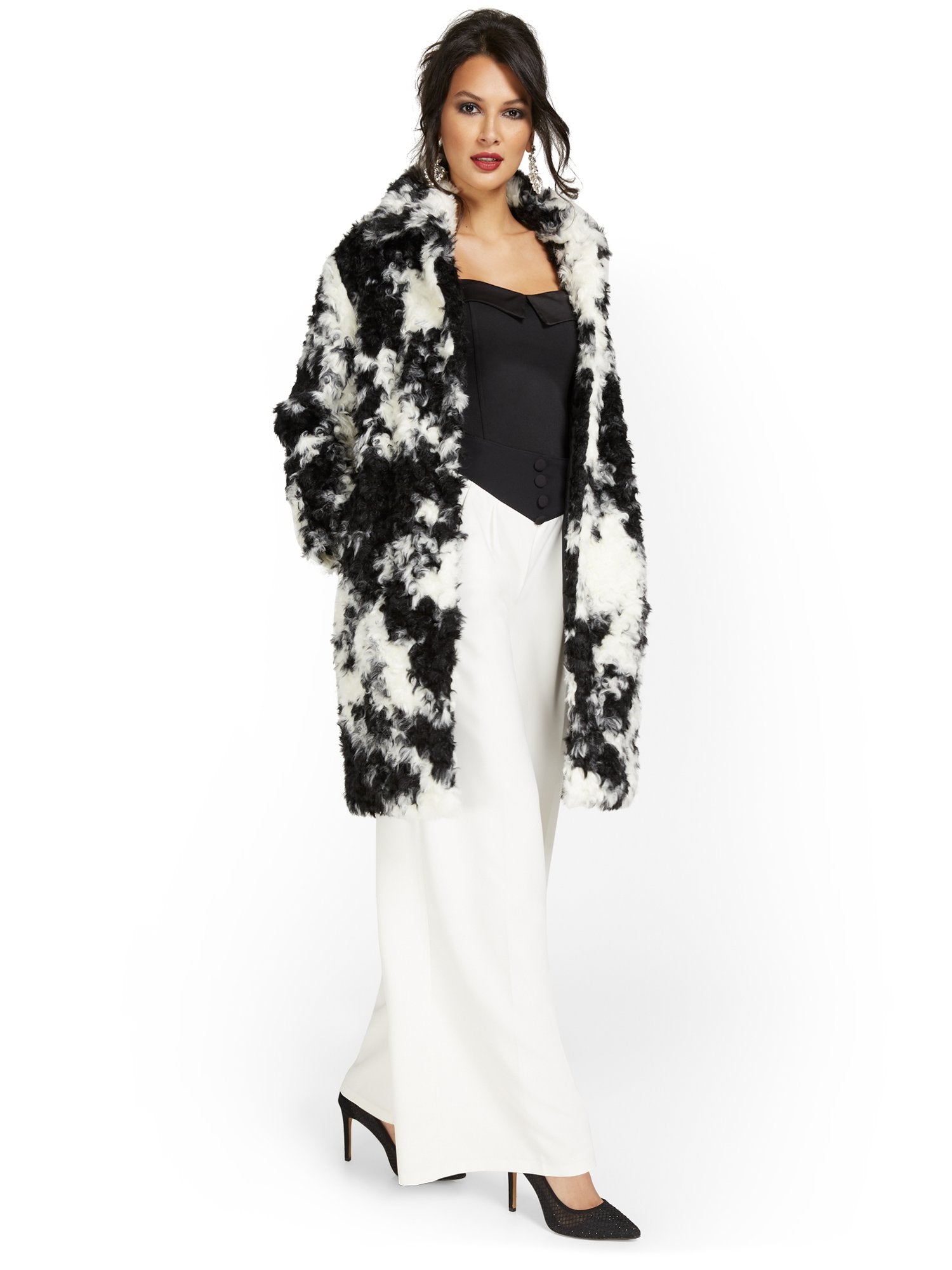 Black & White Faux-Fur Jacket New York & Company Black & White Faux-Fur Jacket New York & Company