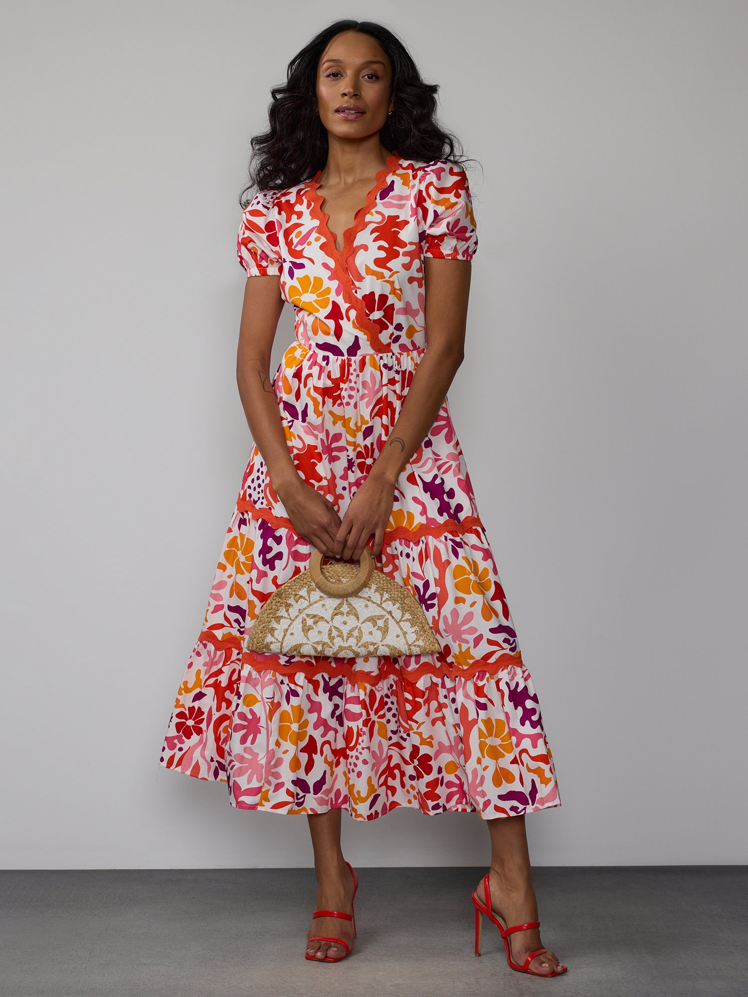 Floral Rick Rack Trim Tiered Maxi Dress – New York & Company