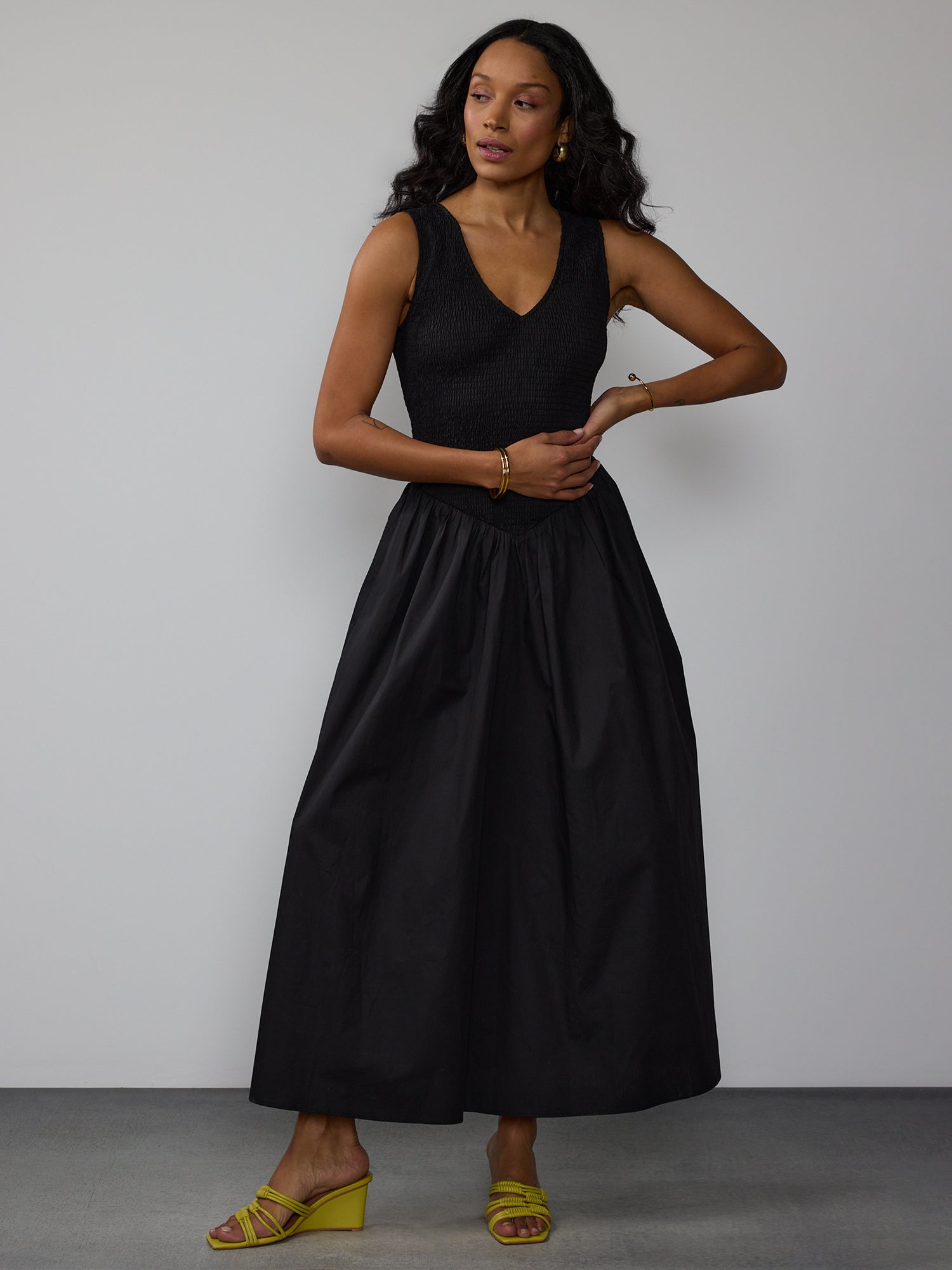 white christmas dresses Drop Waist Corset Style Maxi Dress – New York & Company