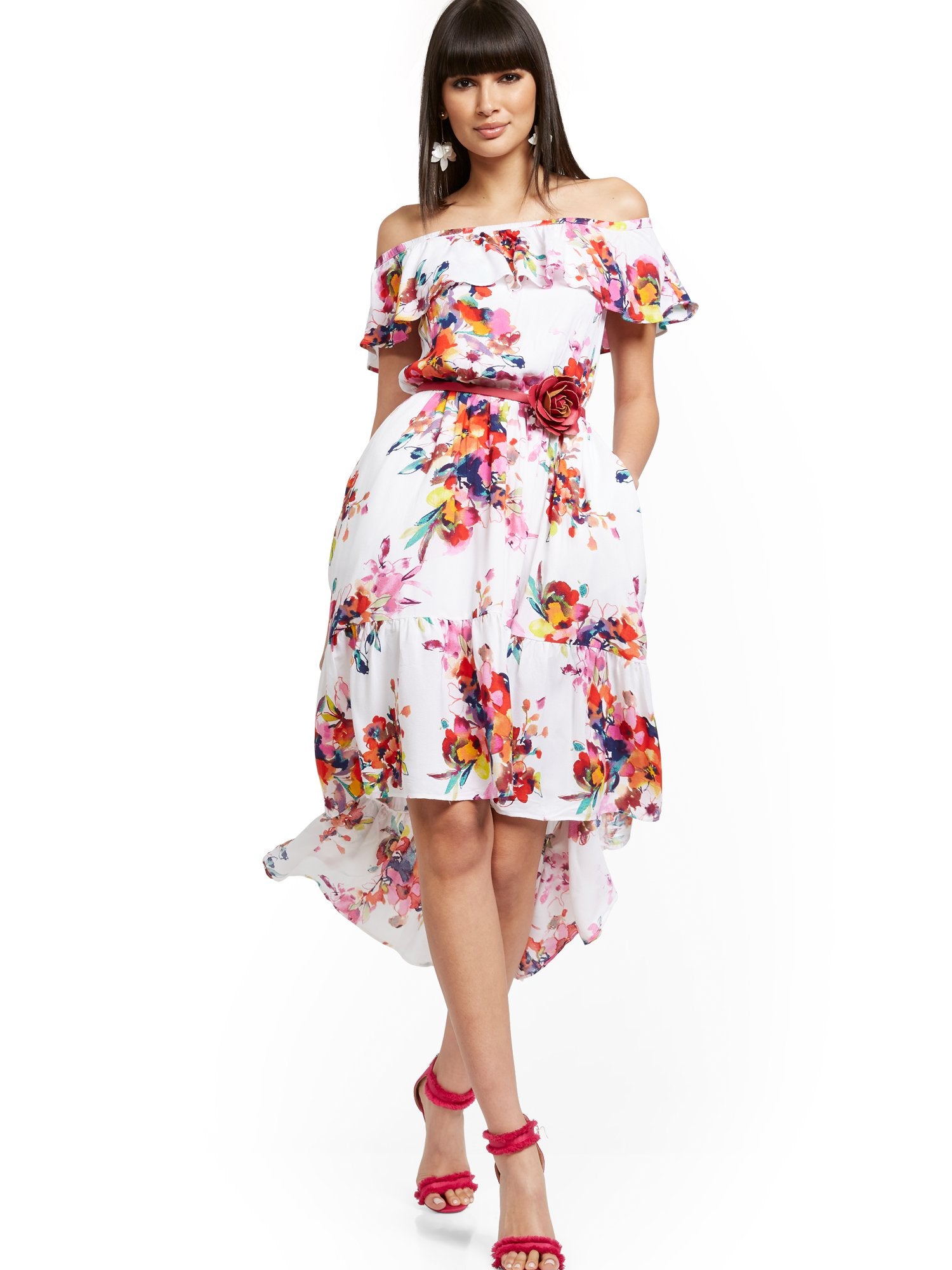 off the shoulder high low maxi dress Off-The-Shoulder Hi-Lo Maxi Dress